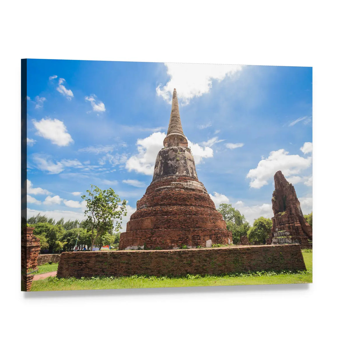 Wat Mahathat Temple in Thailand Canvas Wall Art, single panel gallery wrapped canvas, angled product view