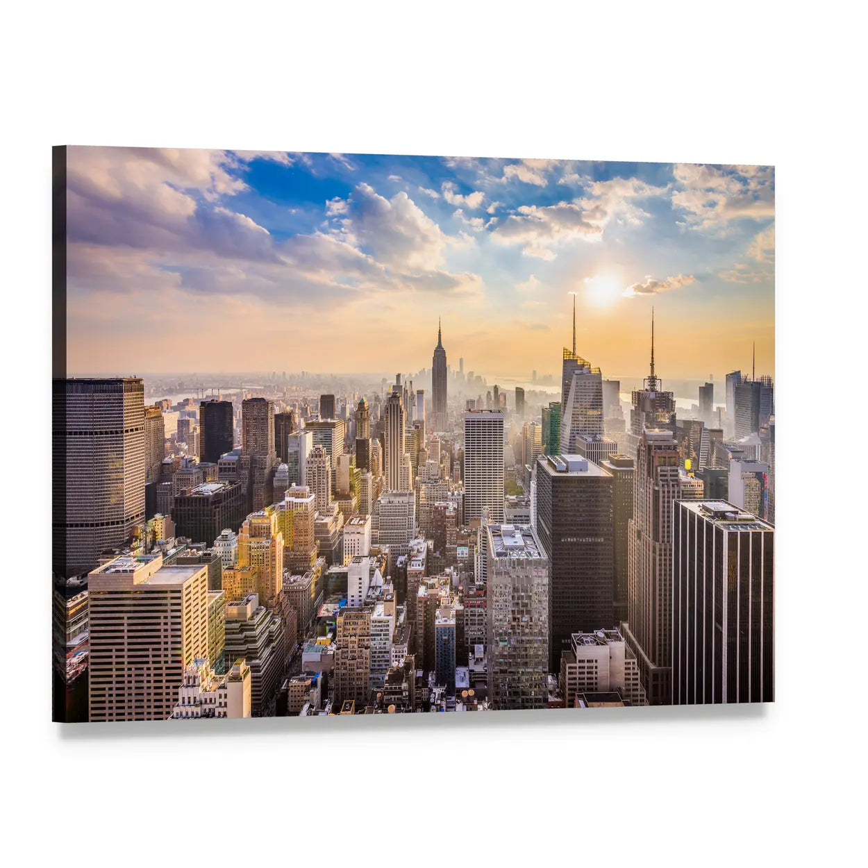 Manhattan Skyline with Empire State Building Canvas Wall Art, single panel gallery wrapped canvas, angled product view