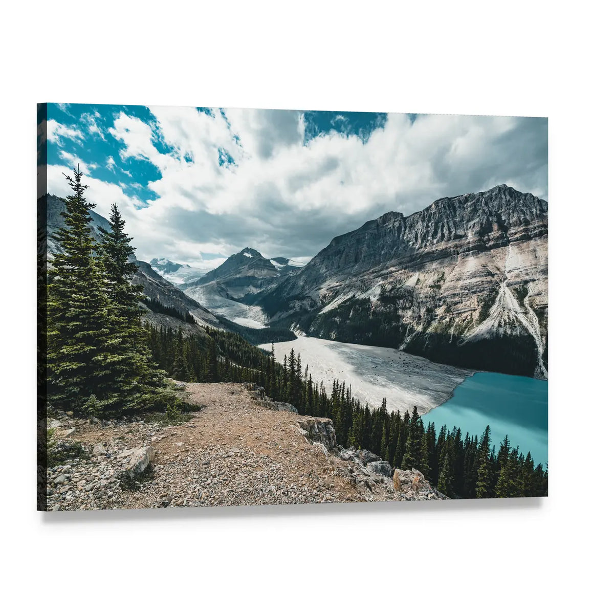 Peyto Lake Overlook Canvas Wall Art, single panel gallery wrapped canvas, angled product view