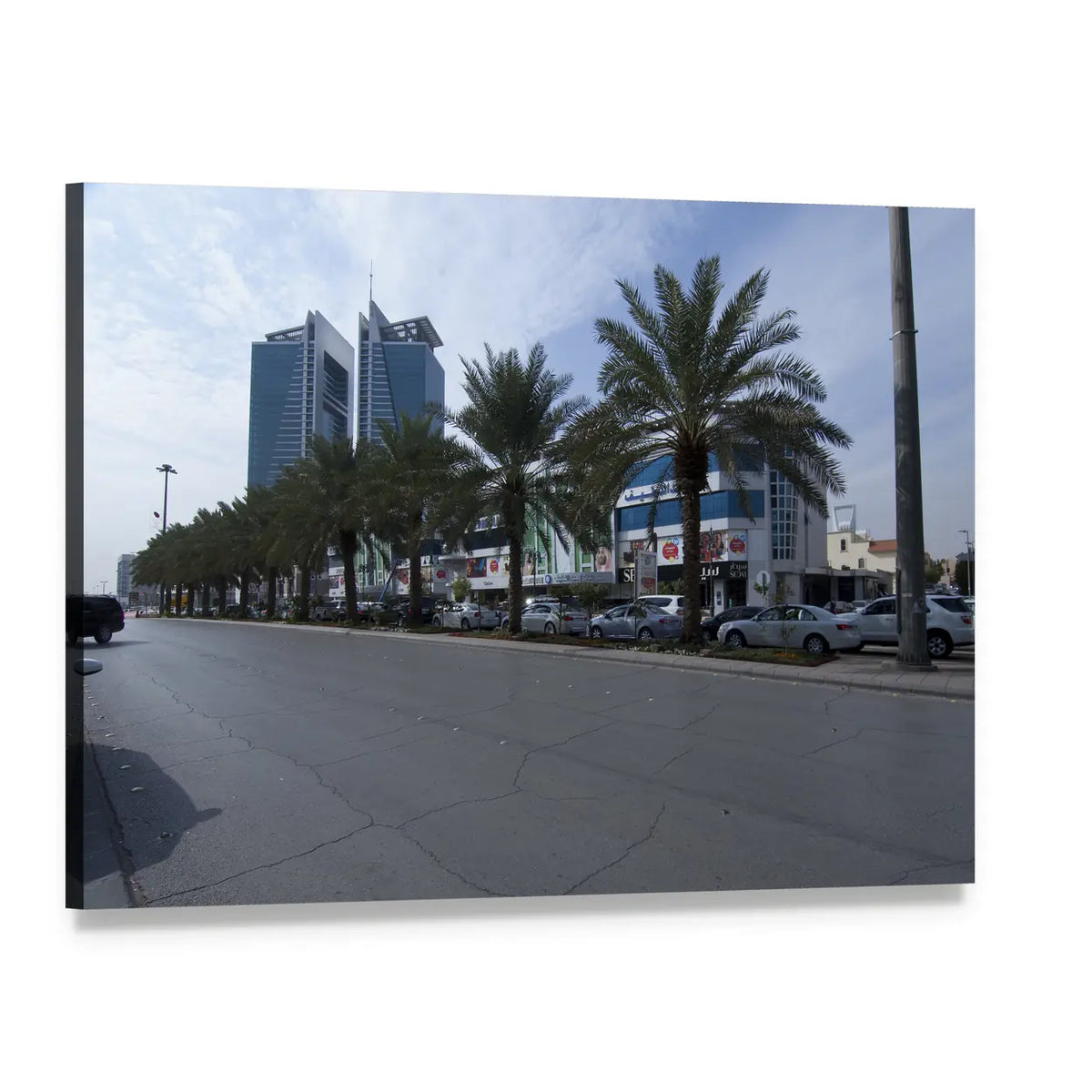 Tahlia Street in Riyadh Canvas Wall Art, single panel gallery wrapped canvas, angled product view