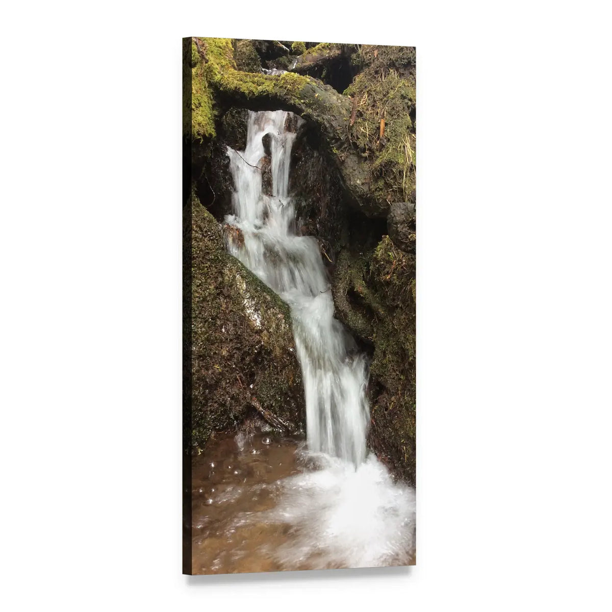 River Bach Waterfall Vertical Canvas Wall Art, 1 panel 1 Vertical layout gallery wrapped canvas set, angled product view
