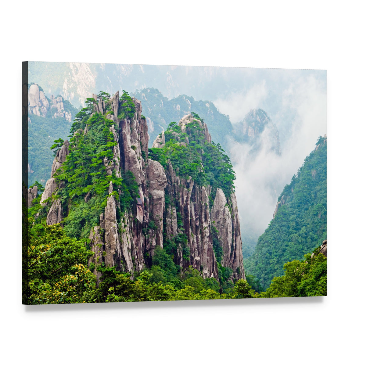 Yellow Huangshan Mountains in China Canvas Wall Art, single panel gallery wrapped canvas, angled product view