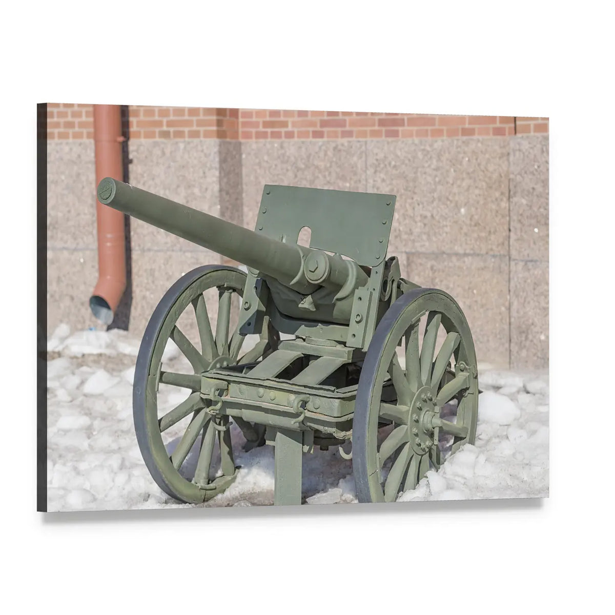 Antique Russian Field Gun Canvas Wall Art, single panel gallery wrapped canvas, angled product view
