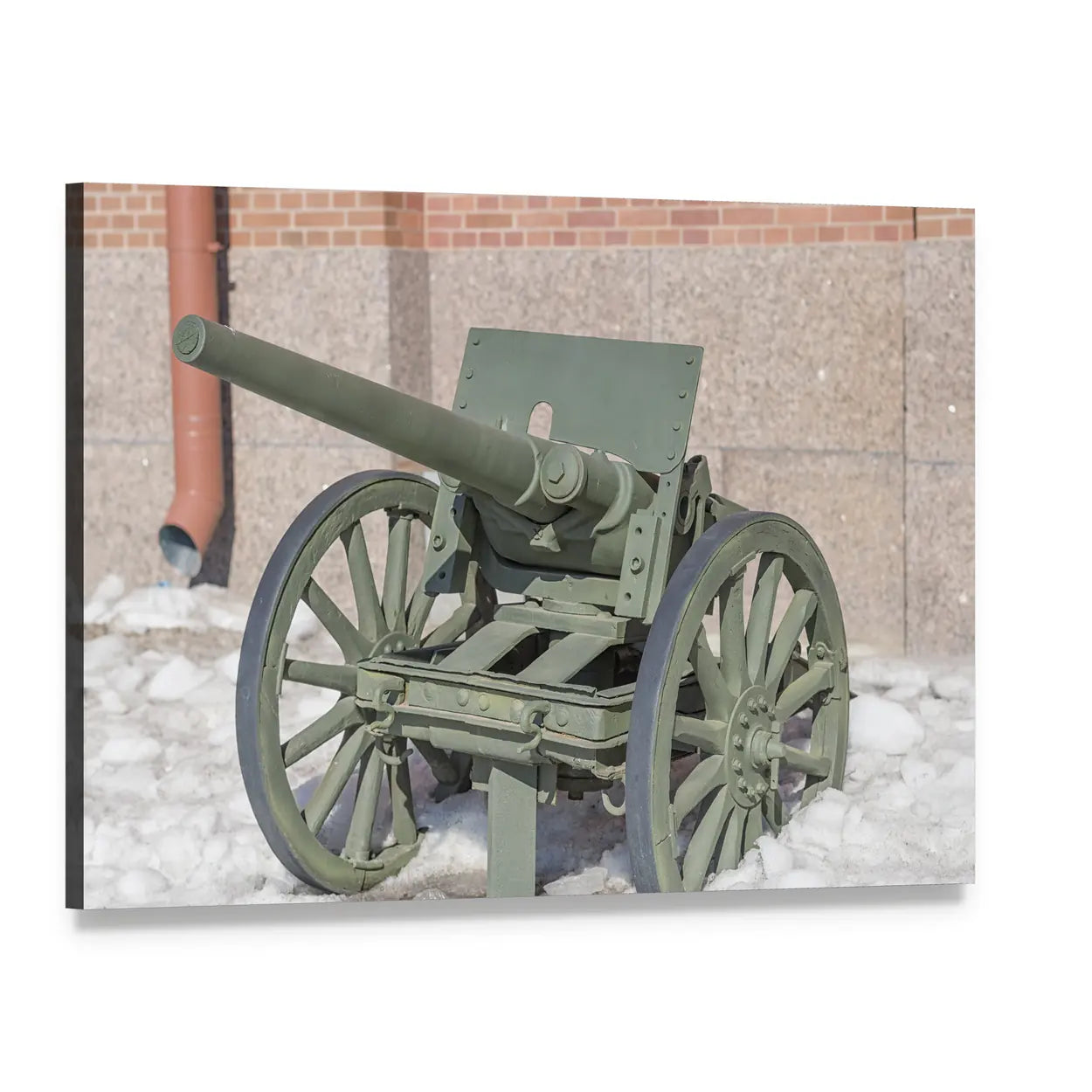 Antique Russian Field Gun Canvas Wall Art, single panel gallery wrapped canvas, angled product view