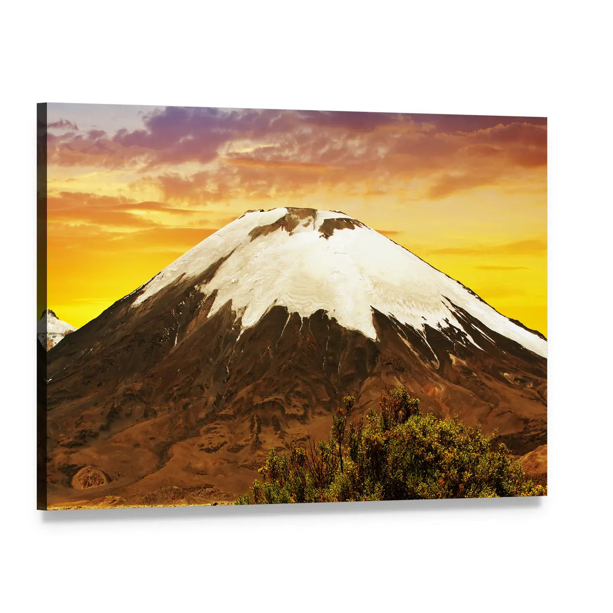 Volcano Parinacota At Sunset In Chile Canvas Wall Art, single panel gallery wrapped canvas, angled product view