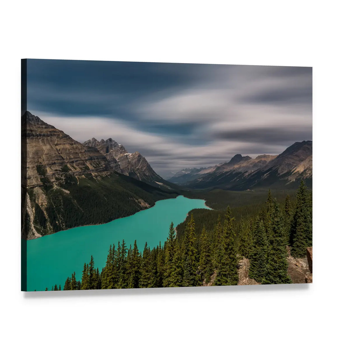 View Over Peyto Lake Canvas Wall Art, single panel gallery wrapped canvas, angled product view