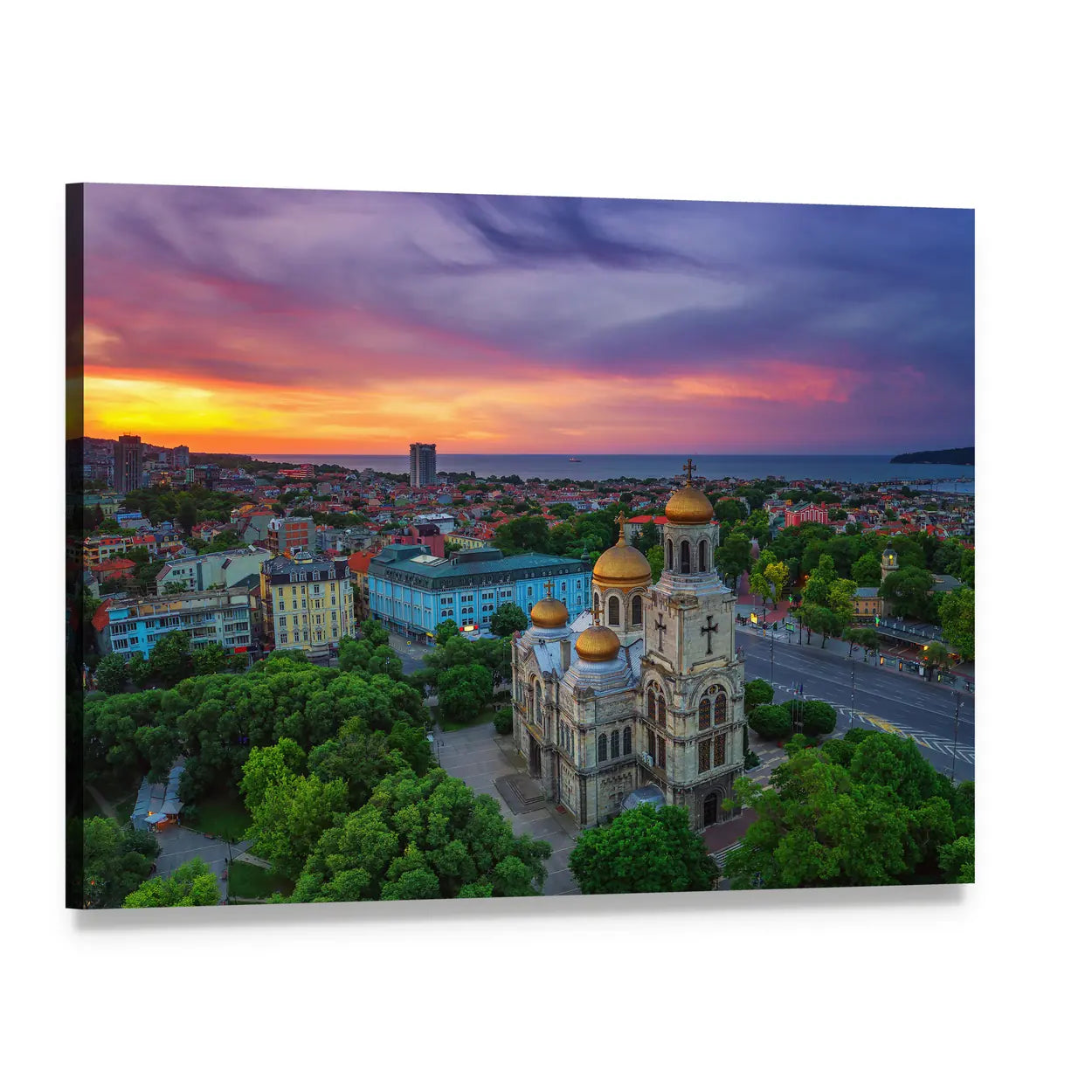 Assumption Cathedral in Varna Canvas Wall Art, single panel gallery wrapped canvas, angled product view