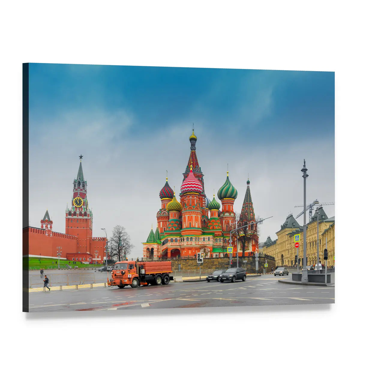 Red Square and Kremlin Towers, Moscow Canvas Wall Art, single panel gallery wrapped canvas, angled product view