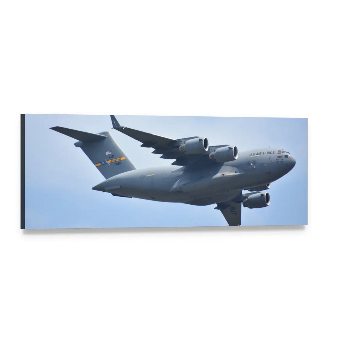 C-17 Globemaster Iii Panoramic Canvas Wall Art, single panel gallery wrapped canvas, angled product view
