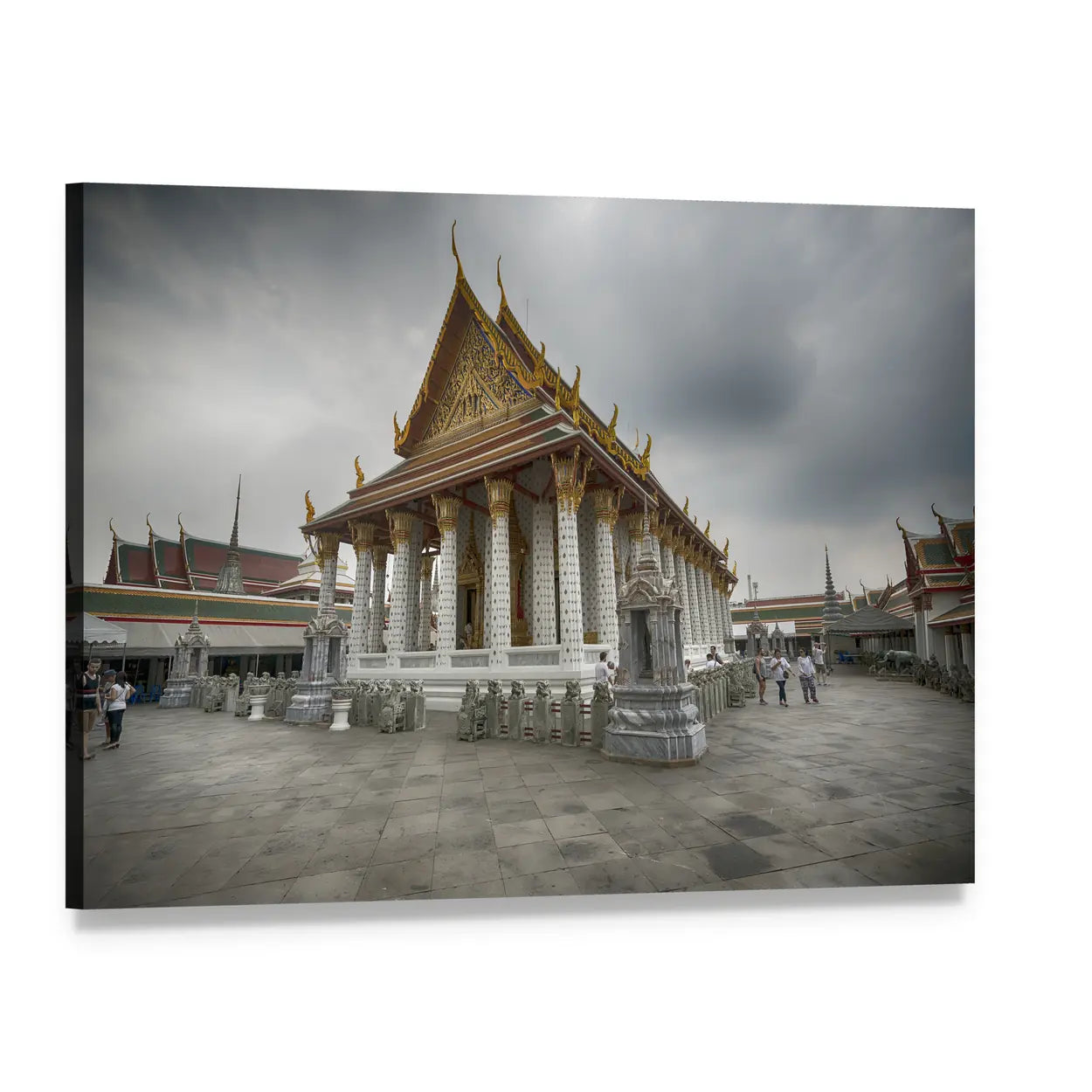 Wat Arun Temple, Bangkok Canvas Wall Art, single panel gallery wrapped canvas, angled product view