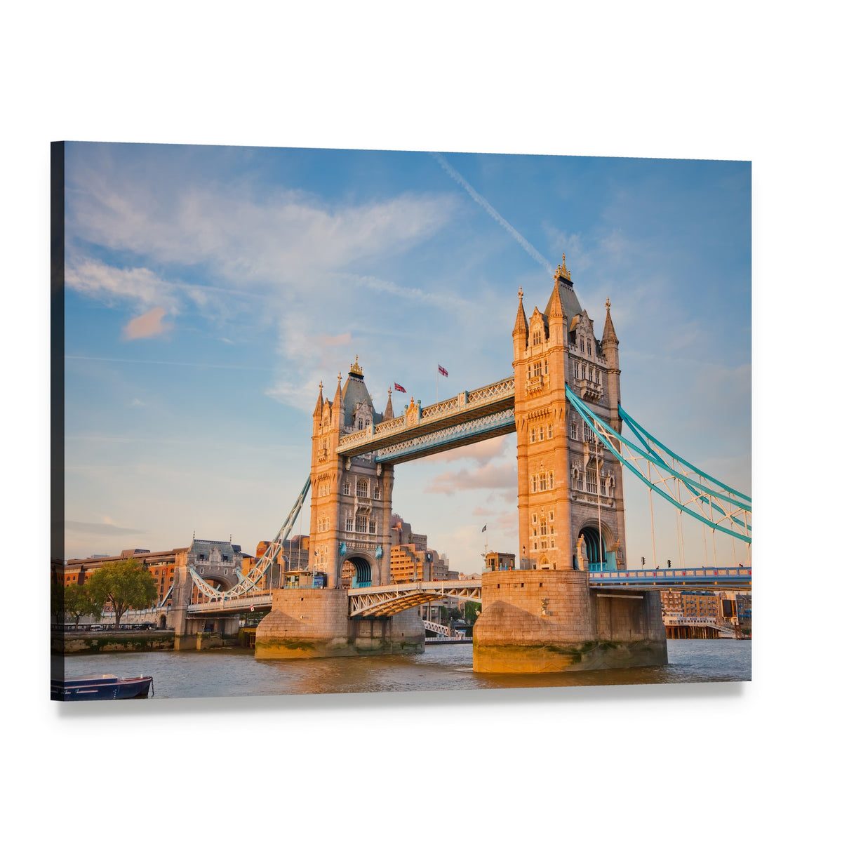 Tower Bridge in Day View Canvas Wall Art, single panel gallery wrapped canvas, angled product view