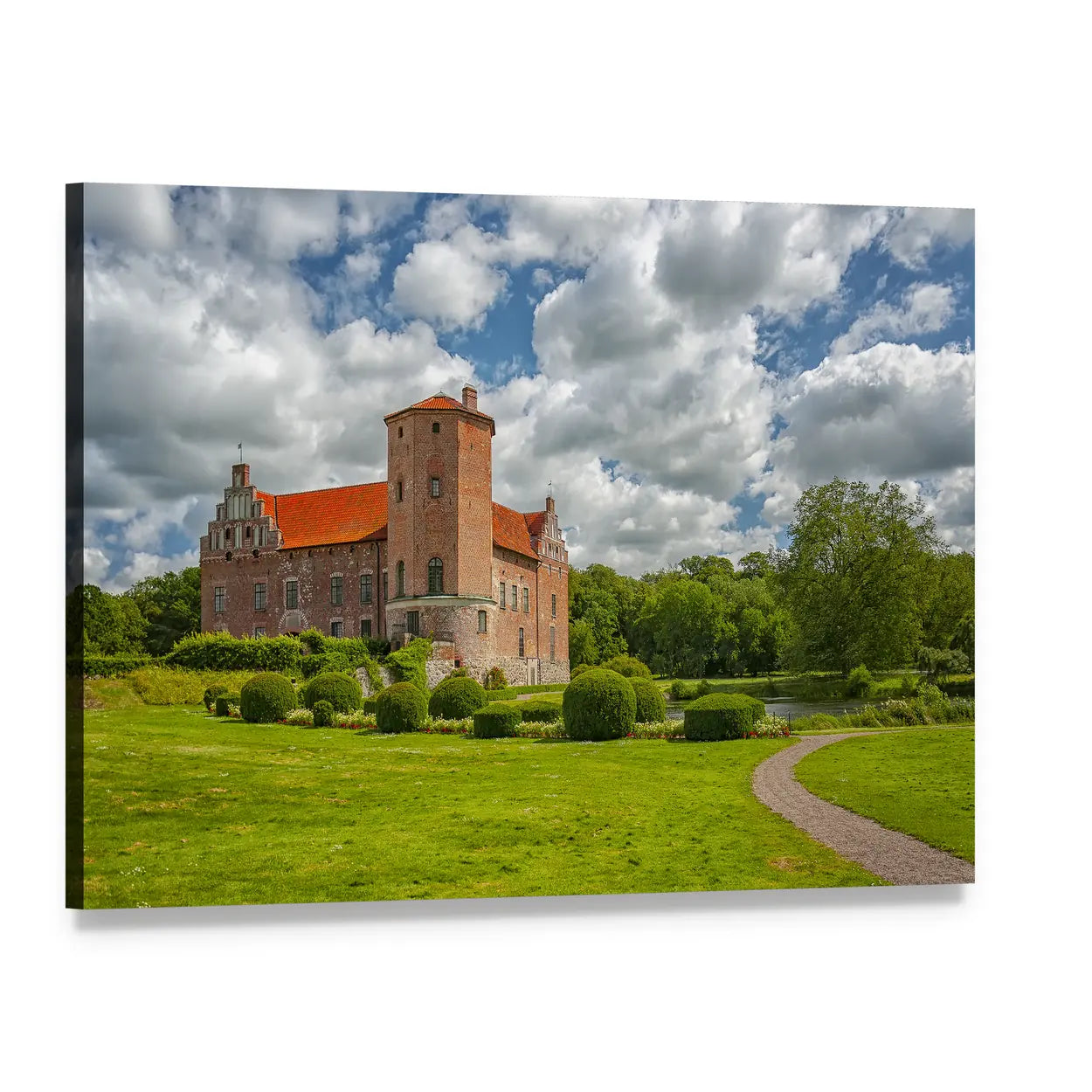 Torup Castle in Sweden Canvas Wall Art, single panel gallery wrapped canvas, angled product view