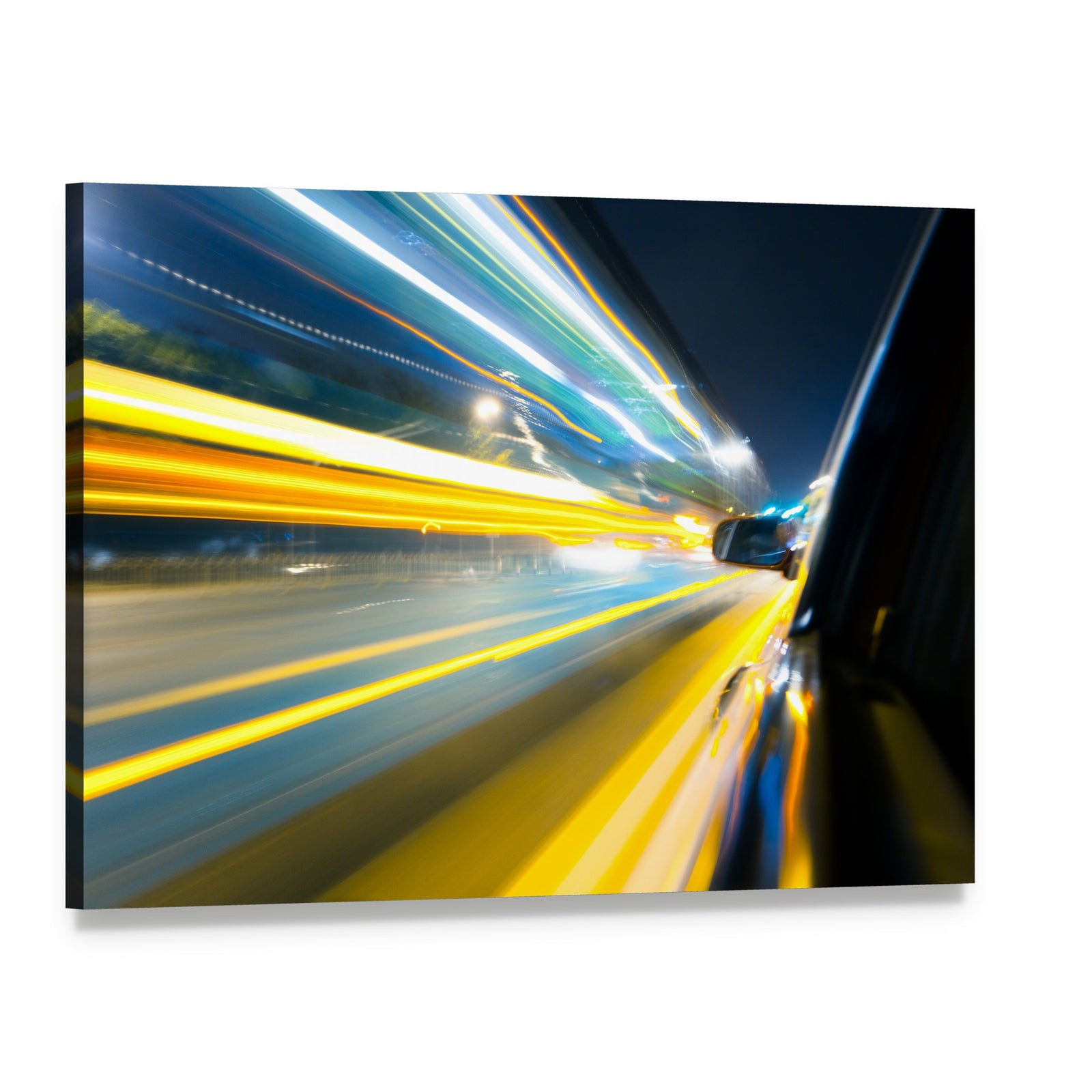 Car Side View Canvas Wall Art, single panel gallery wrapped canvas, angled product view