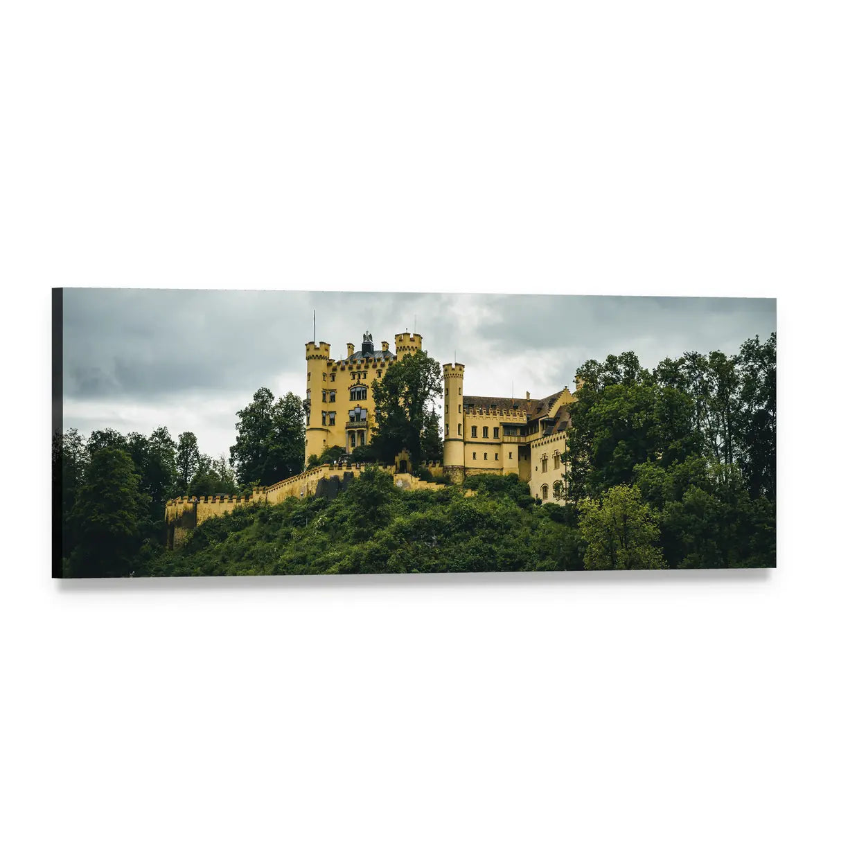 Hohenschwangau Castle in Bavaria Panoramic Canvas Wall Art, single panel gallery wrapped canvas, angled product view