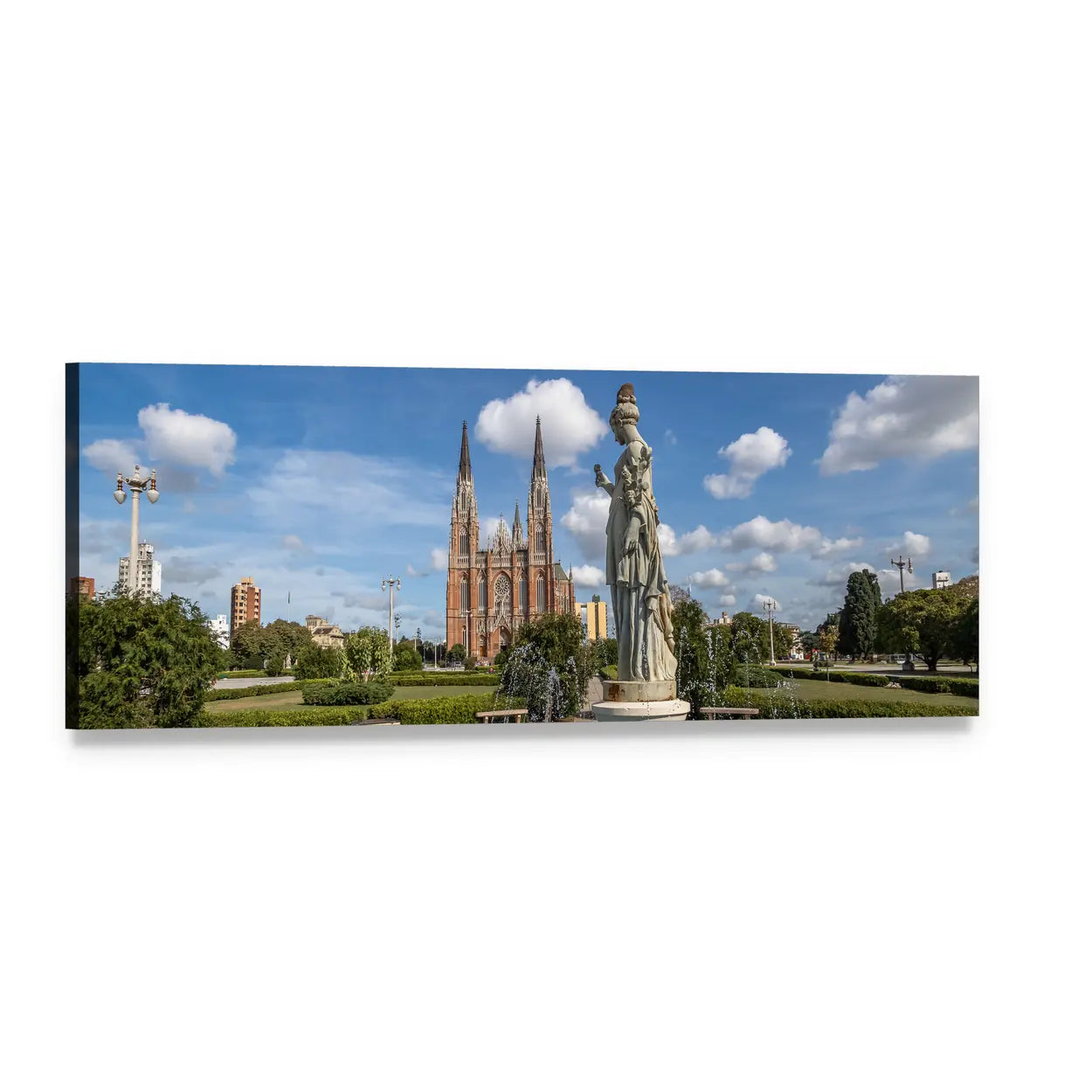 La Plata Cathedral, Argentina Panoramic Canvas Wall Art, single panel gallery wrapped canvas, angled product view