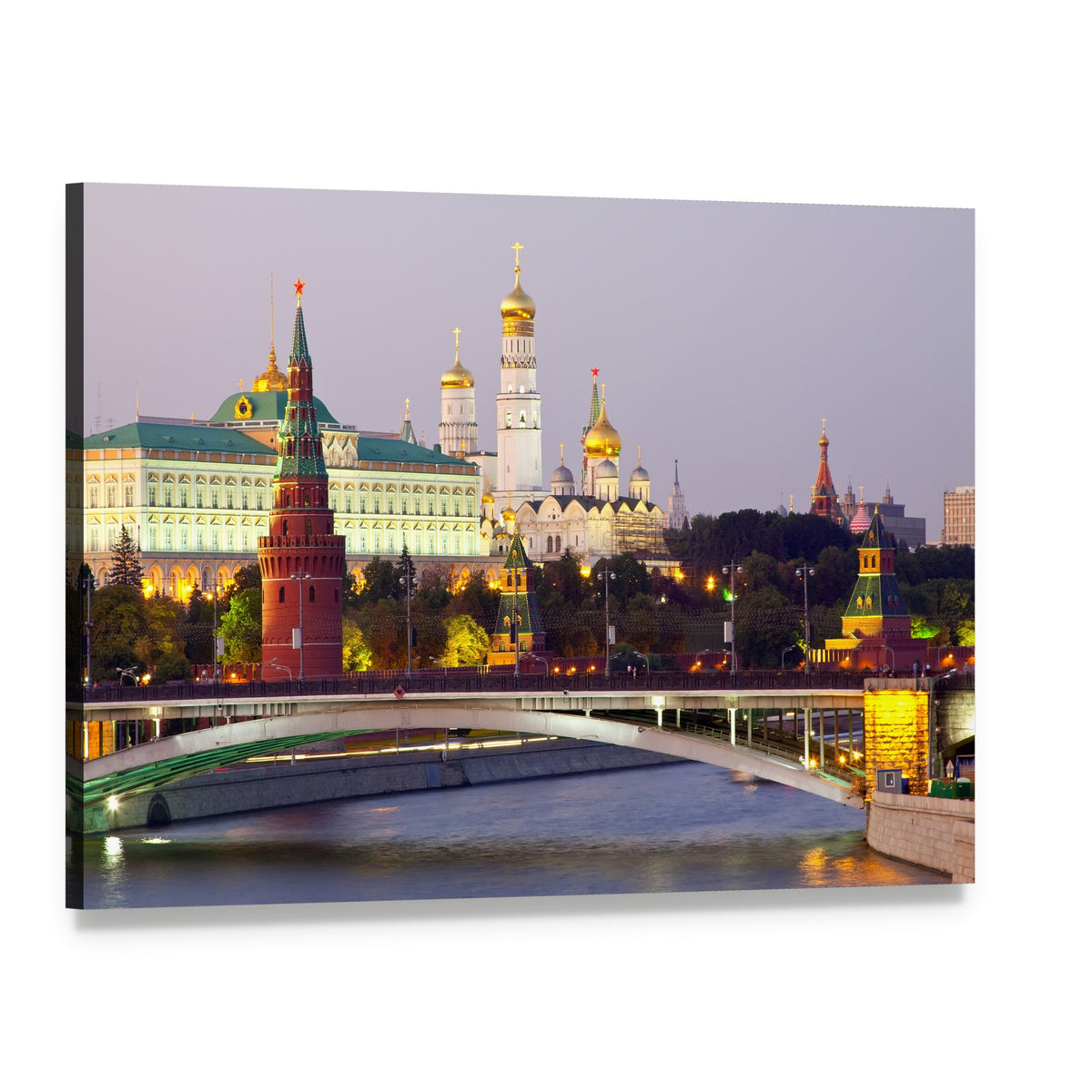 Moscow Kremlin at Dusk Canvas Wall Art, single panel gallery wrapped canvas, angled product view