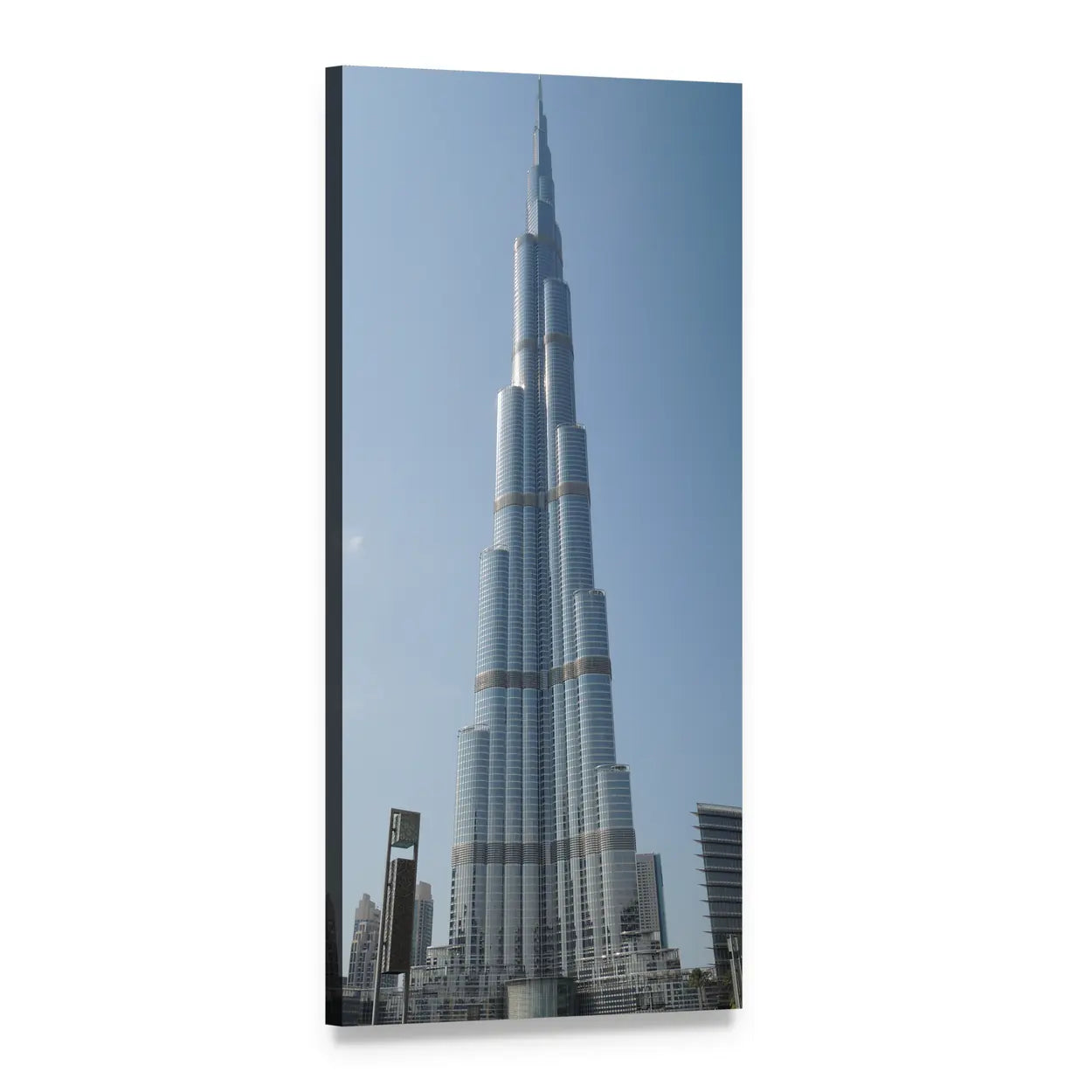 Burj Khalifa Skyscraper Vertical Canvas Wall Art, 1 panel 1 Vertical layout gallery wrapped canvas set, angled product view