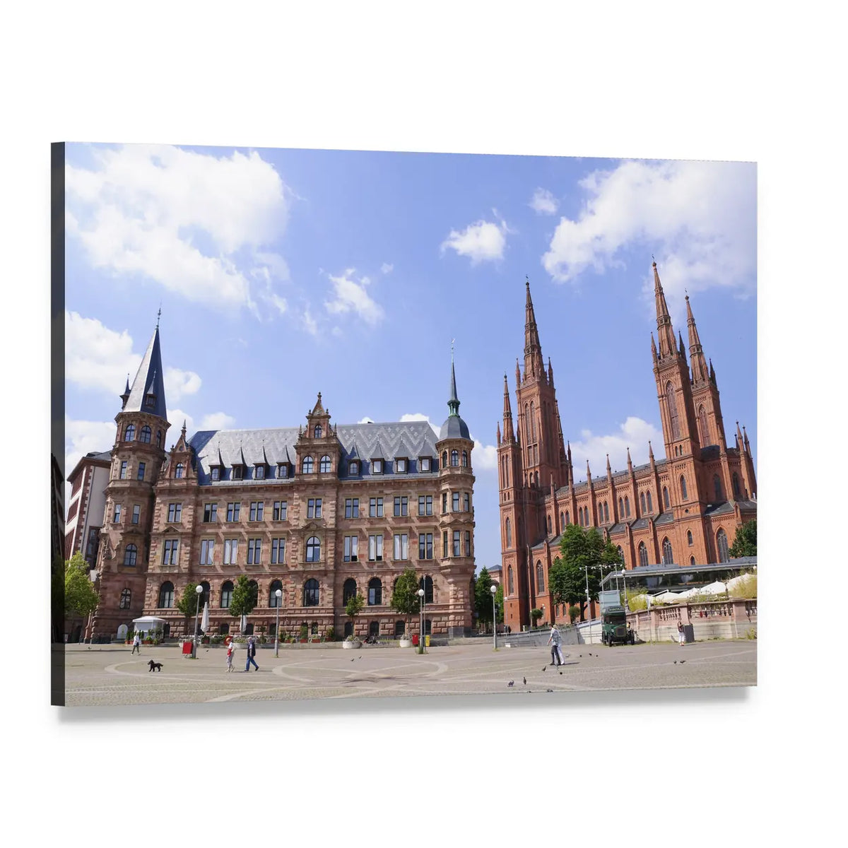 Market Place in Wiesbaden Canvas Wall Art, single panel gallery wrapped canvas, angled product view
