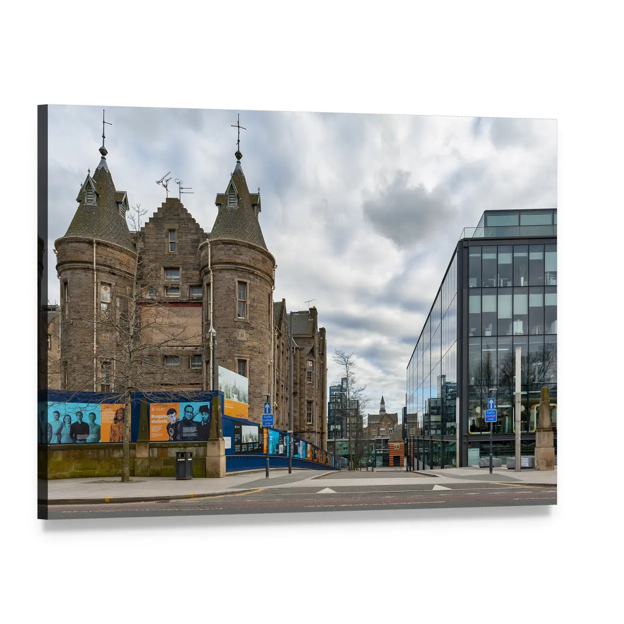 Former Royal Infirmary of Edinburgh Canvas Wall Art, single panel gallery wrapped canvas, angled product view
