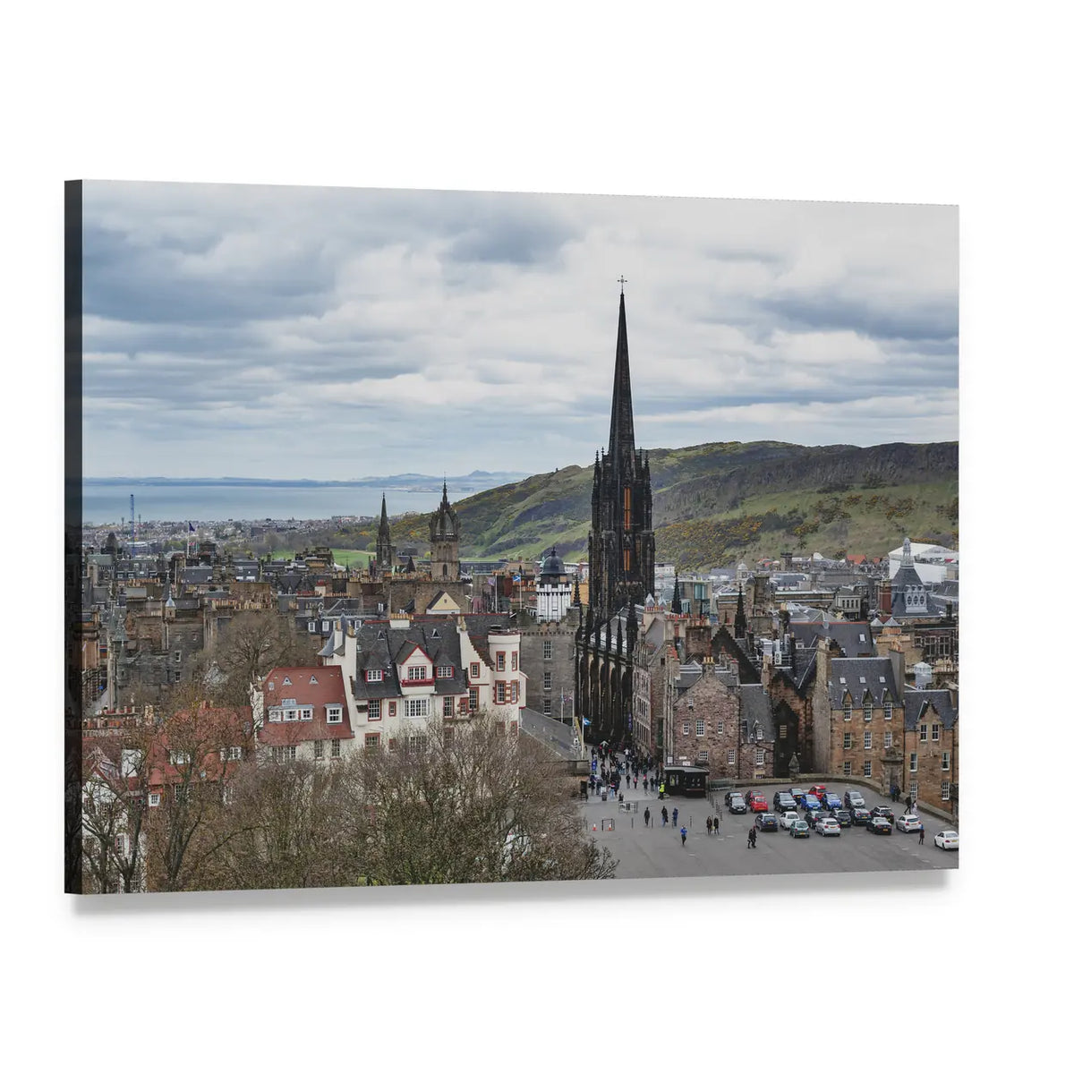 Royal Mile in Scotland Canvas Wall Art, single panel gallery wrapped canvas, angled product view