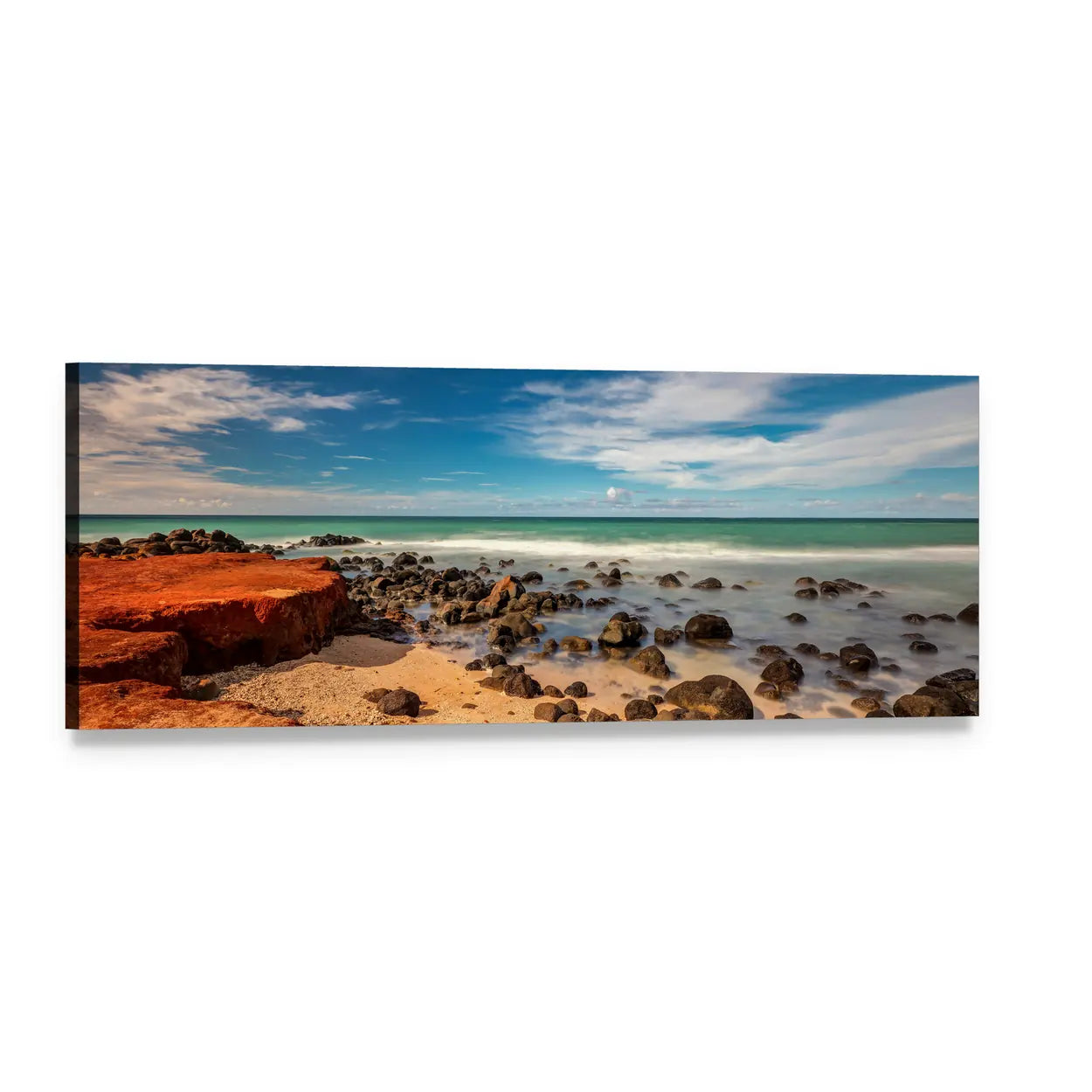 Red Dirt at Baby Beach Panoramic Canvas Wall Art, single panel gallery wrapped canvas, angled product view