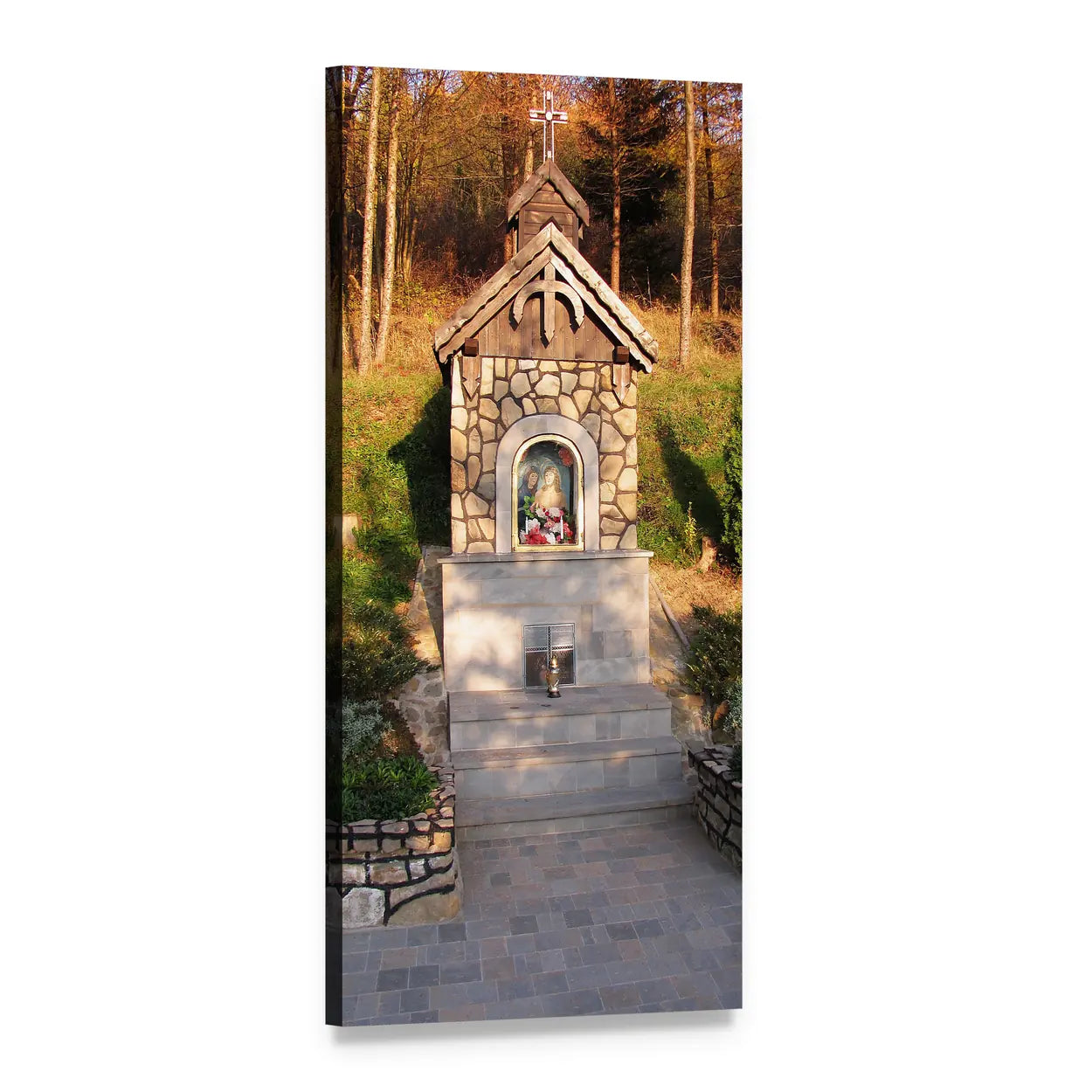 Chapel in Konary Forest Vertical Canvas Wall Art, 1 panel 1 Vertical layout gallery wrapped canvas set, angled product view