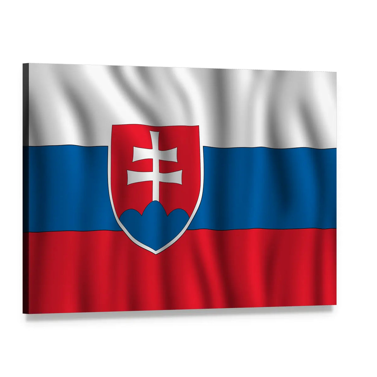 Slovakia Flag with Coat of Arms Canvas Wall Art, single panel gallery wrapped canvas, angled product view