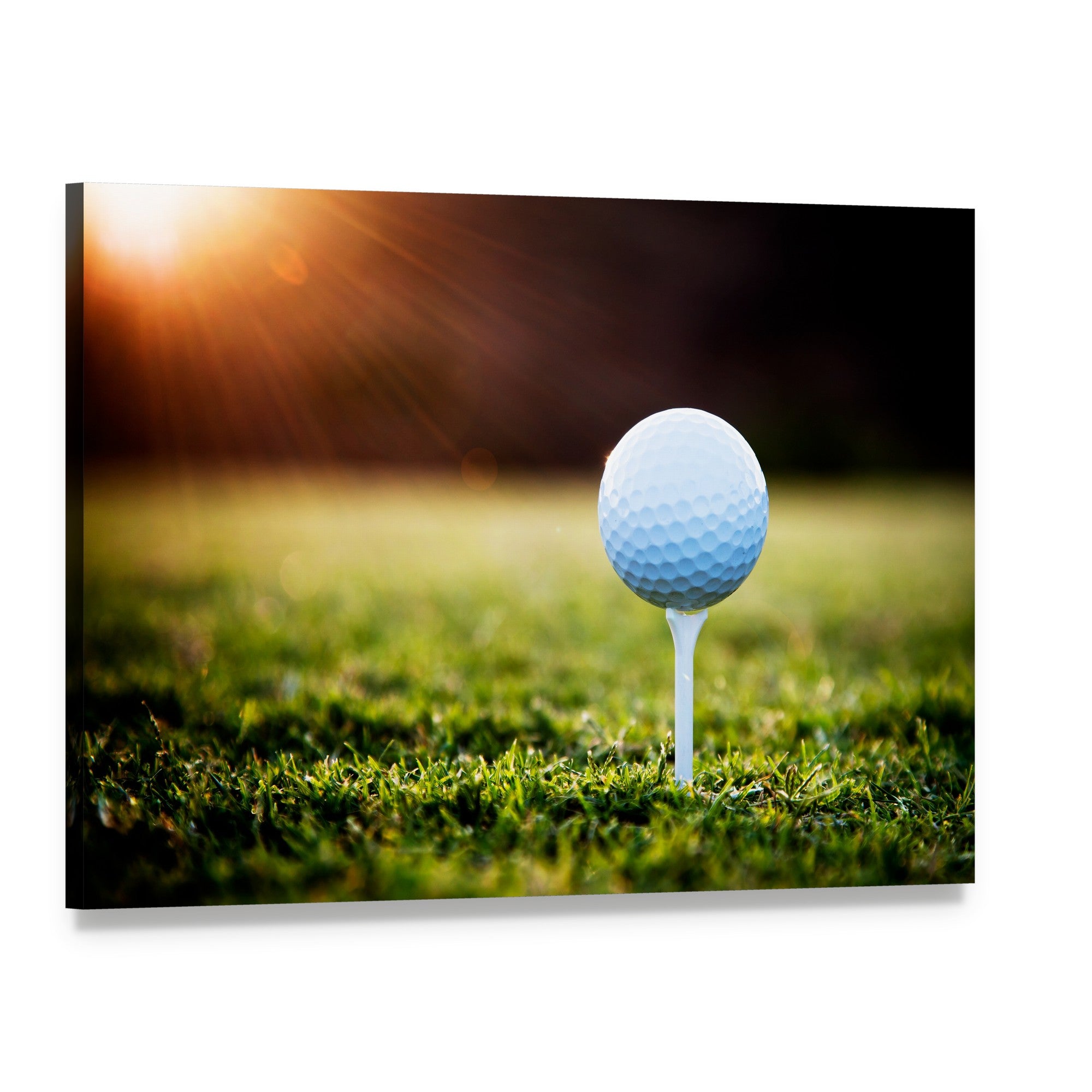 Golf Ball on Tee Canvas Wall Art, single panel gallery wrapped canvas, angled product view