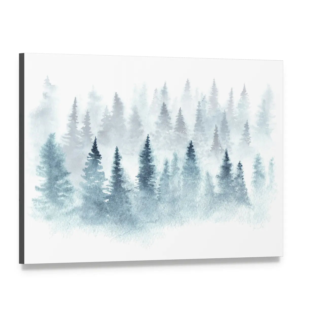 Winter Forest in Fog Canvas Wall Art, single panel gallery wrapped canvas, angled product view