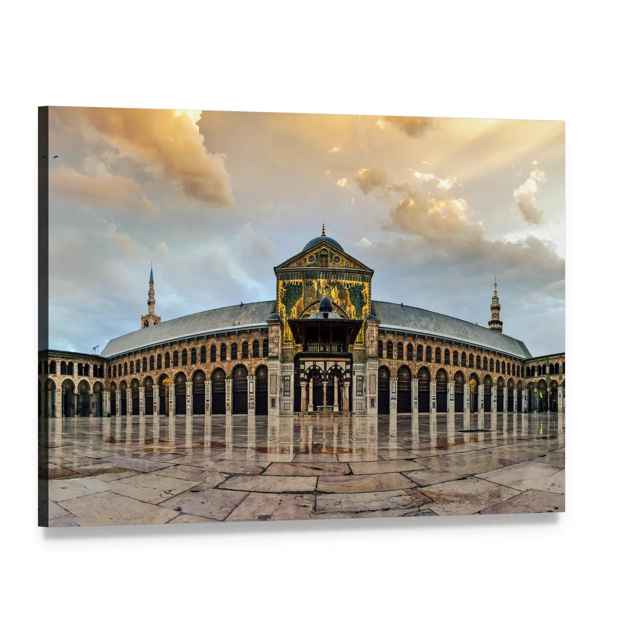 Great Umayyad Mosque Of Damascus Syria Canvas Wall Art, single panel gallery wrapped canvas, angled product view
