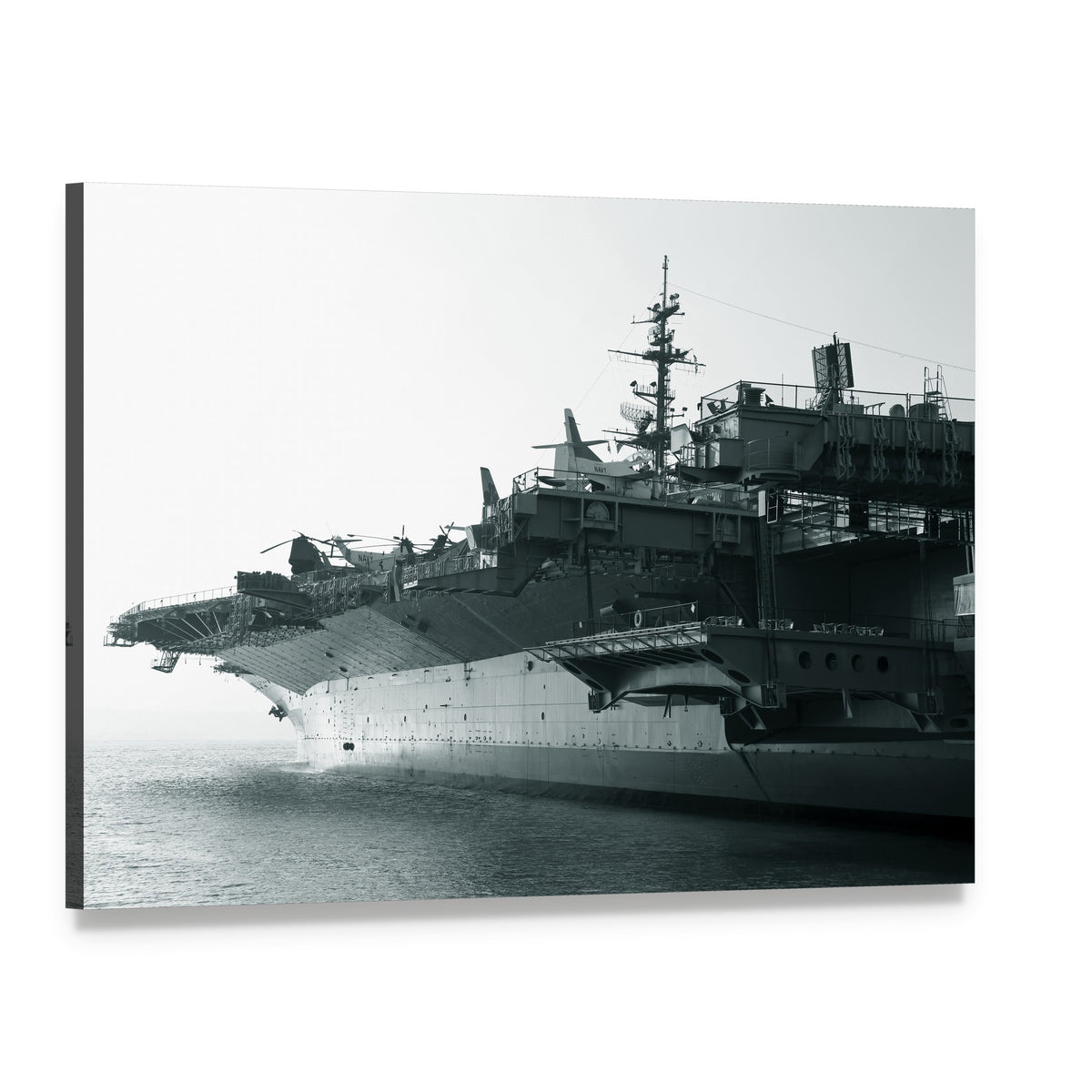 Aircraft Carrier at Sea Canvas Wall Art, single panel gallery wrapped canvas, angled product view