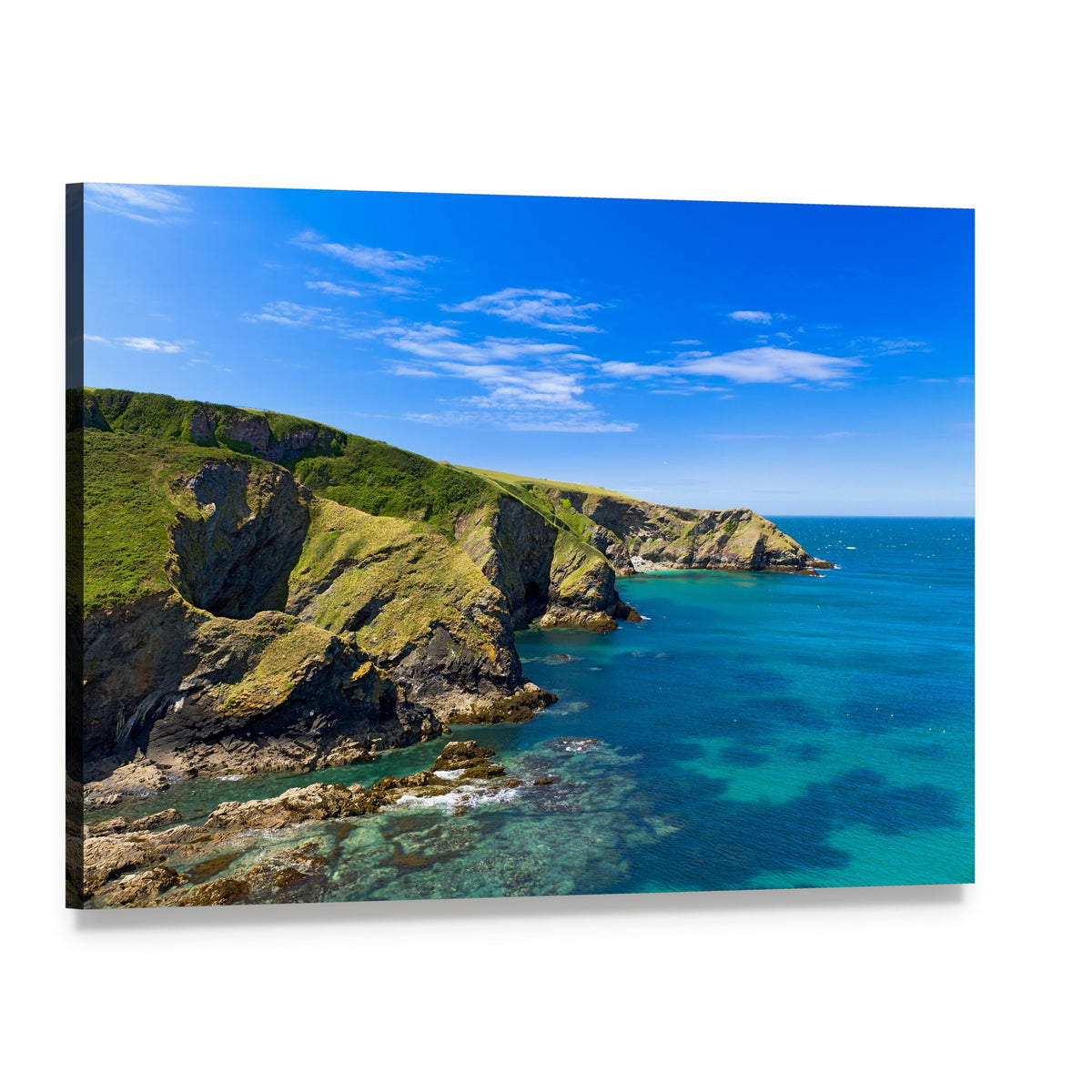 Cornwall Coast England Canvas Wall Art, single panel gallery wrapped canvas, angled product view