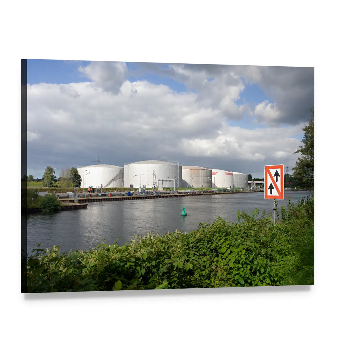 Oil Port in Germany Canvas Wall Art, single panel gallery wrapped canvas, angled product view