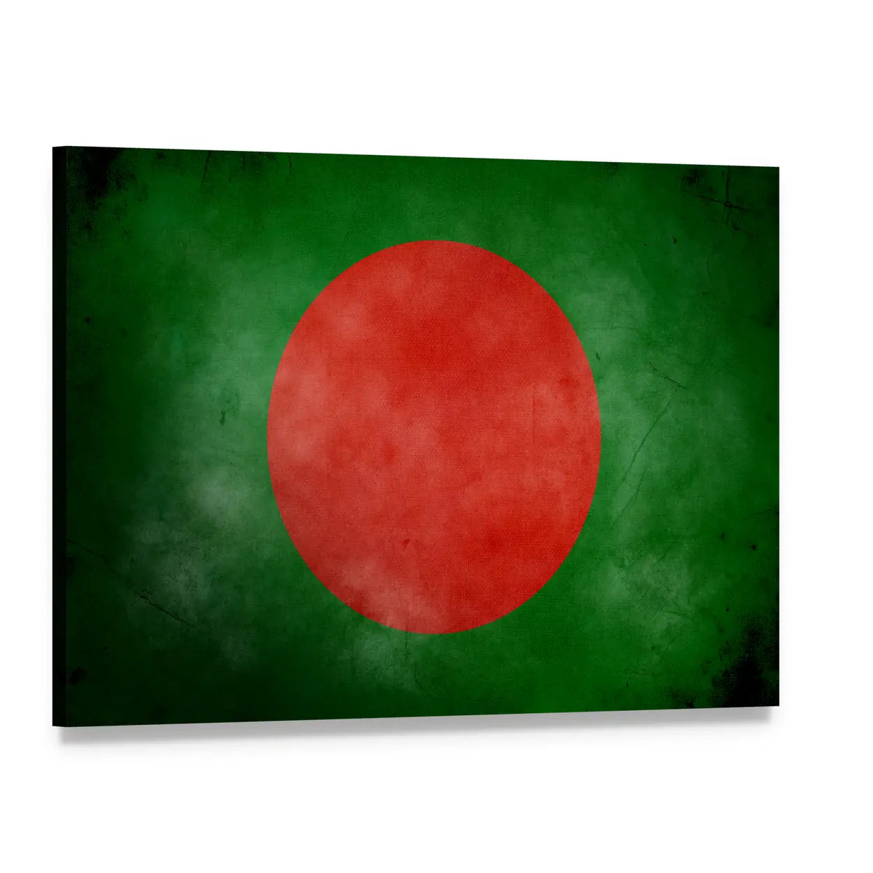 Weathered Bangladesh Flag Canvas Wall Art, single panel gallery wrapped canvas, angled product view