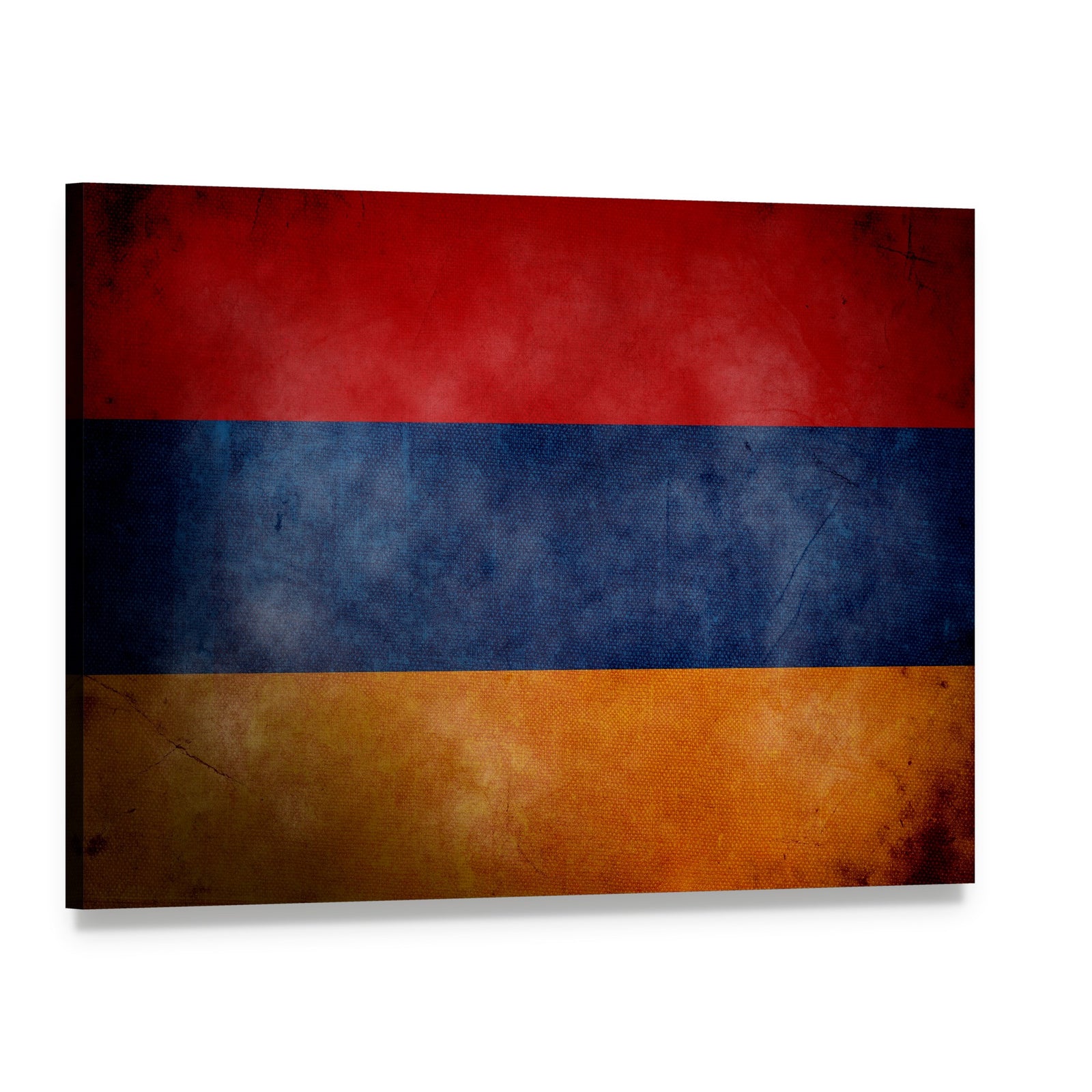 Grunge Armenian Flag Canvas Wall Art, single panel gallery wrapped canvas, angled product view