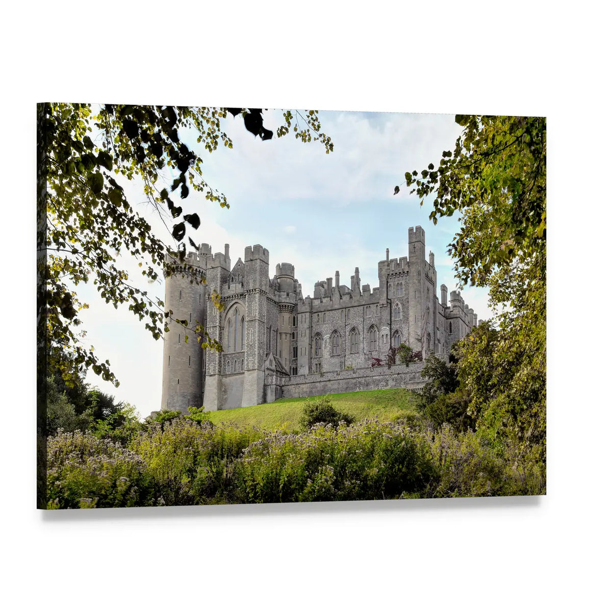 Arundel Castle on Grassy Hill Canvas Wall Art, single panel gallery wrapped canvas, angled product view