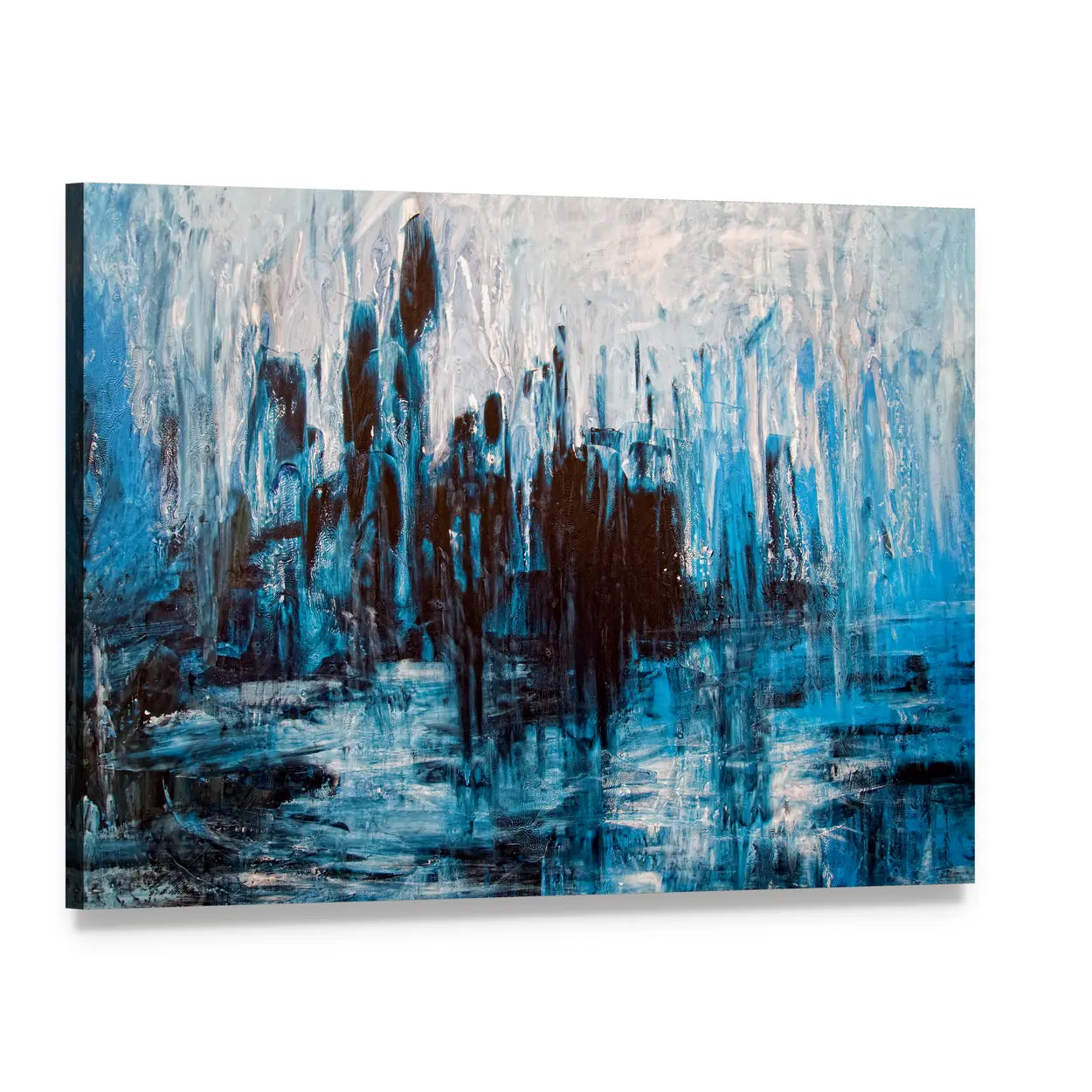 Messy Grunge Abstract Canvas Wall Art, single panel gallery wrapped canvas, angled product view