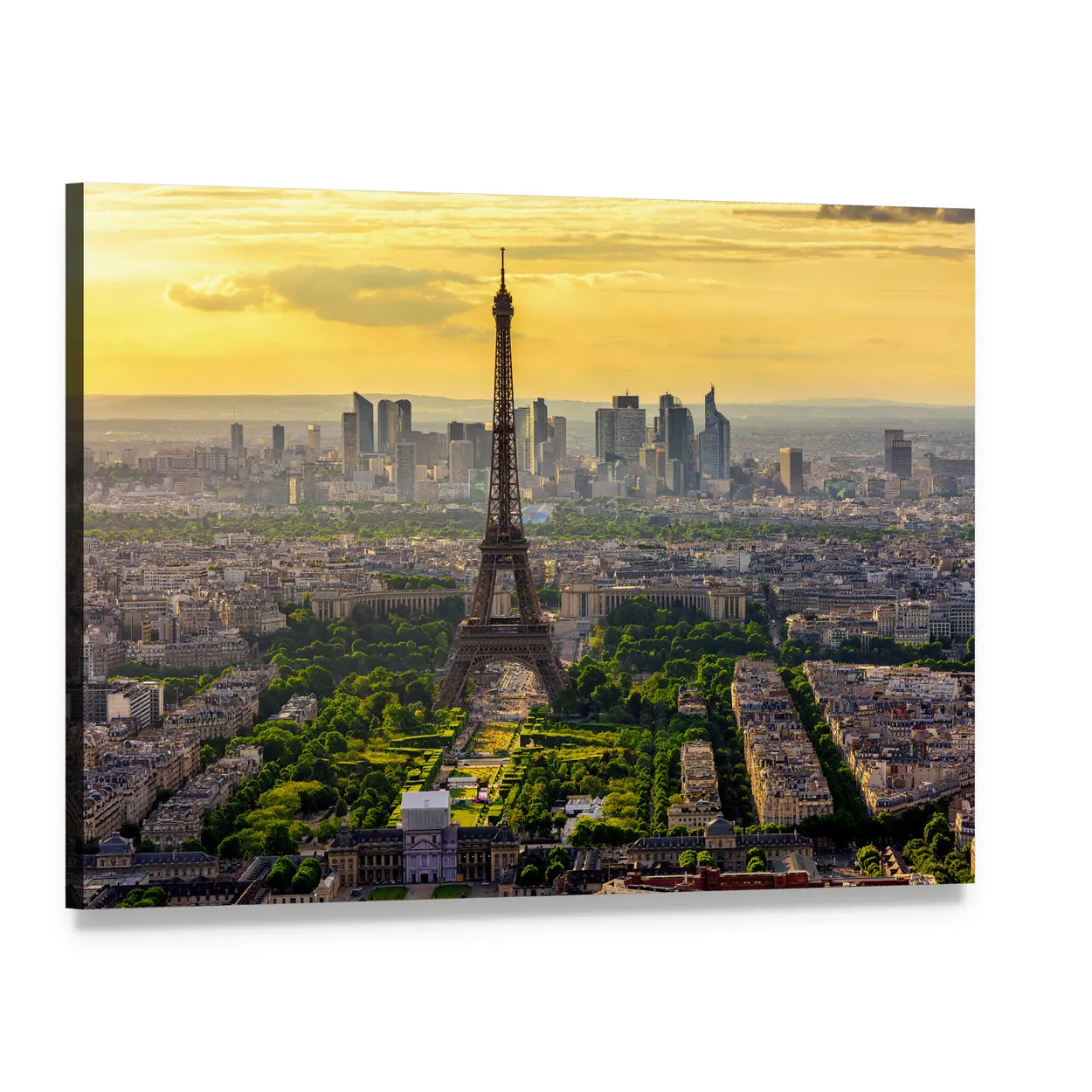 Eiffel Tower at Sunset, Paris Skyline Canvas Wall Art, single panel gallery wrapped canvas, angled product view