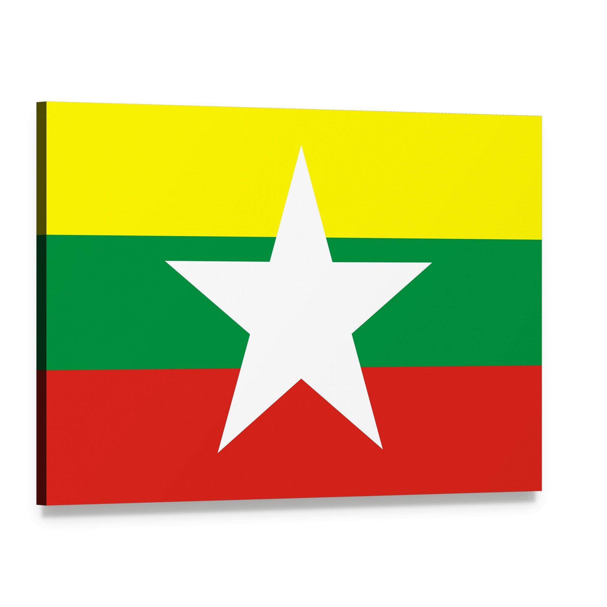 Myanmar Flag Canvas Wall Art, single panel gallery wrapped canvas, angled product view