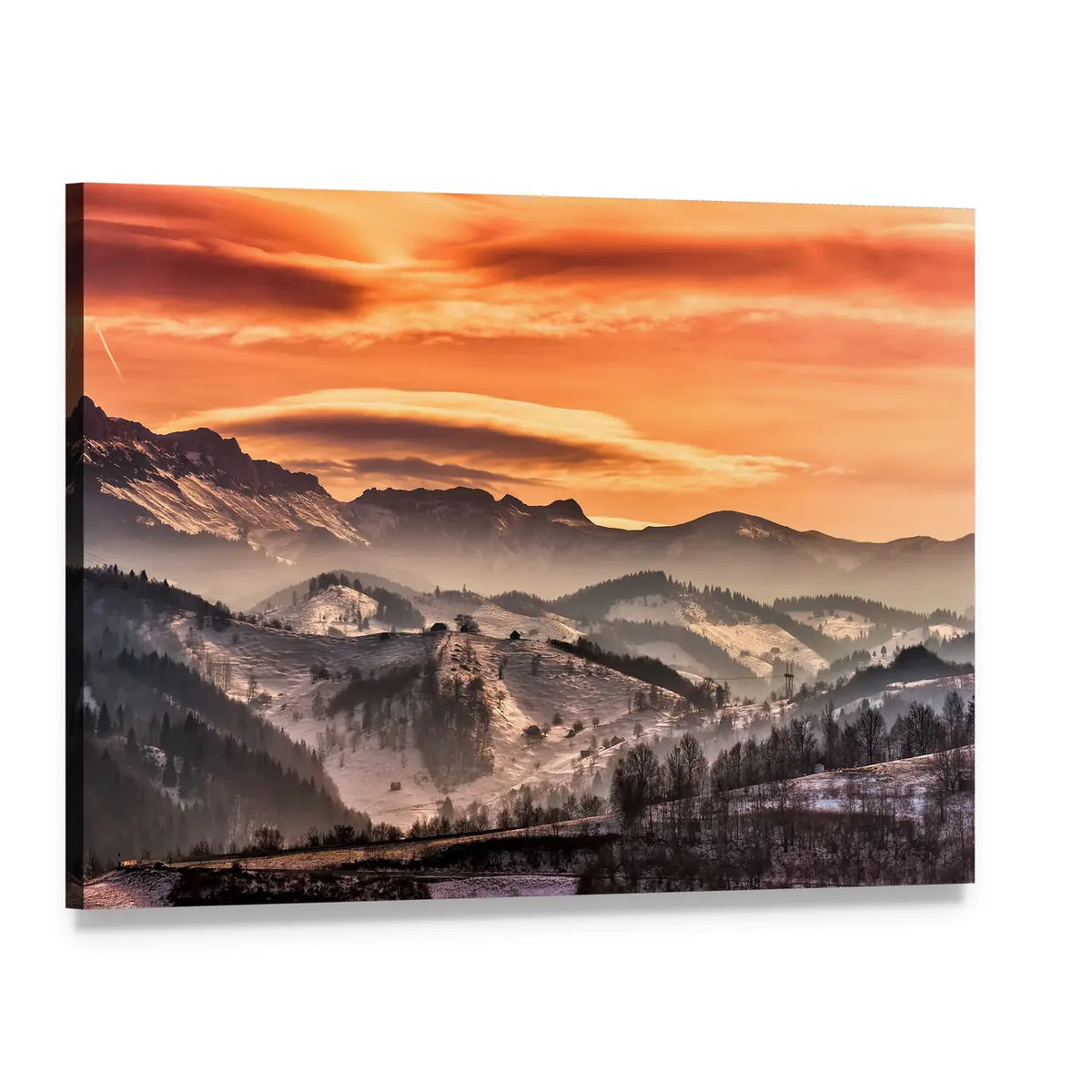 Mountain Landscape Pestera In Romania Canvas Wall Art, single panel gallery wrapped canvas, angled product view
