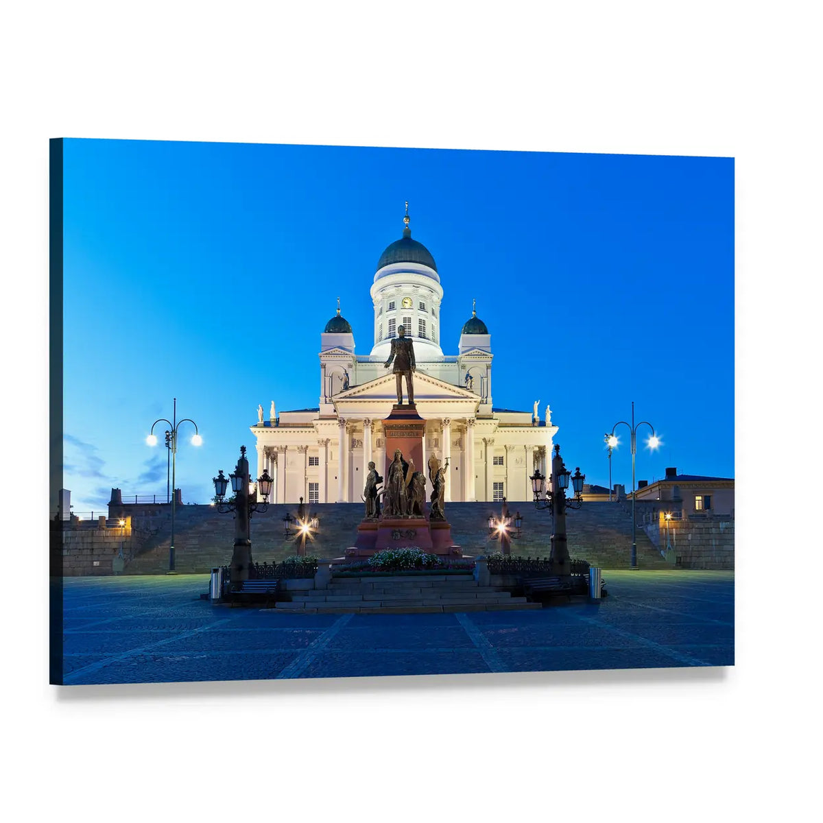 Senate Square with Lutheran Cathedral, Helsinki Canvas Wall Art, single panel gallery wrapped canvas, angled product view