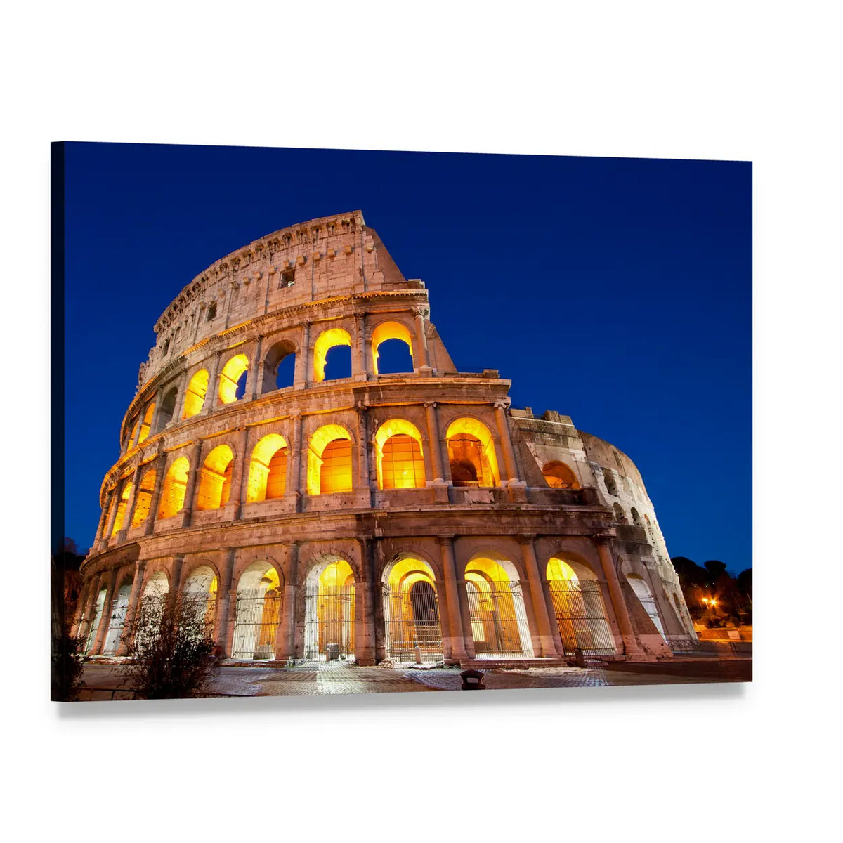 Colosseum at Dusk Canvas Wall Art, single panel gallery wrapped canvas, angled product view