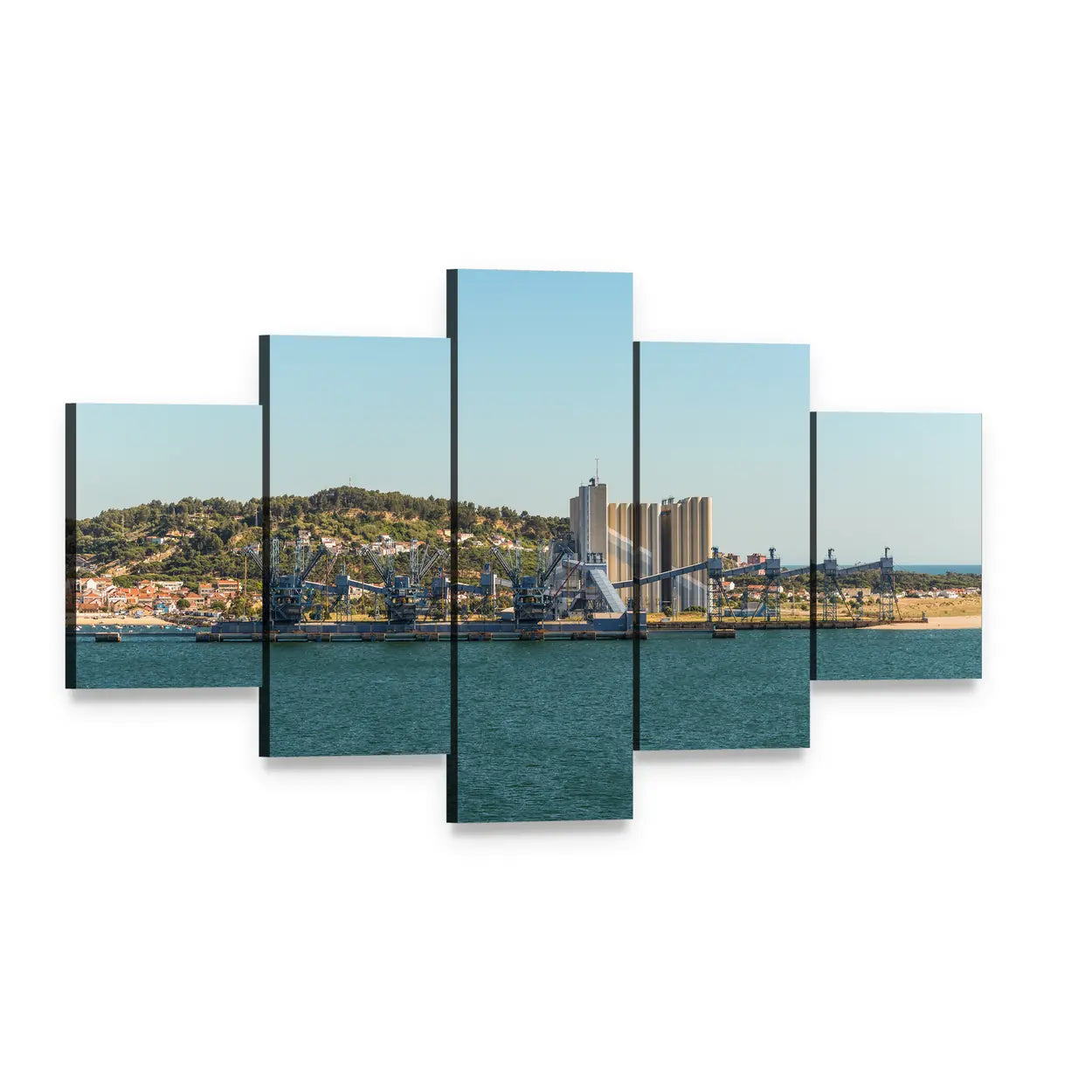 Deep Water Port in Portugal Canvas Wall Art, 5 panel 5 Star layout gallery wrapped canvas set, angled product view