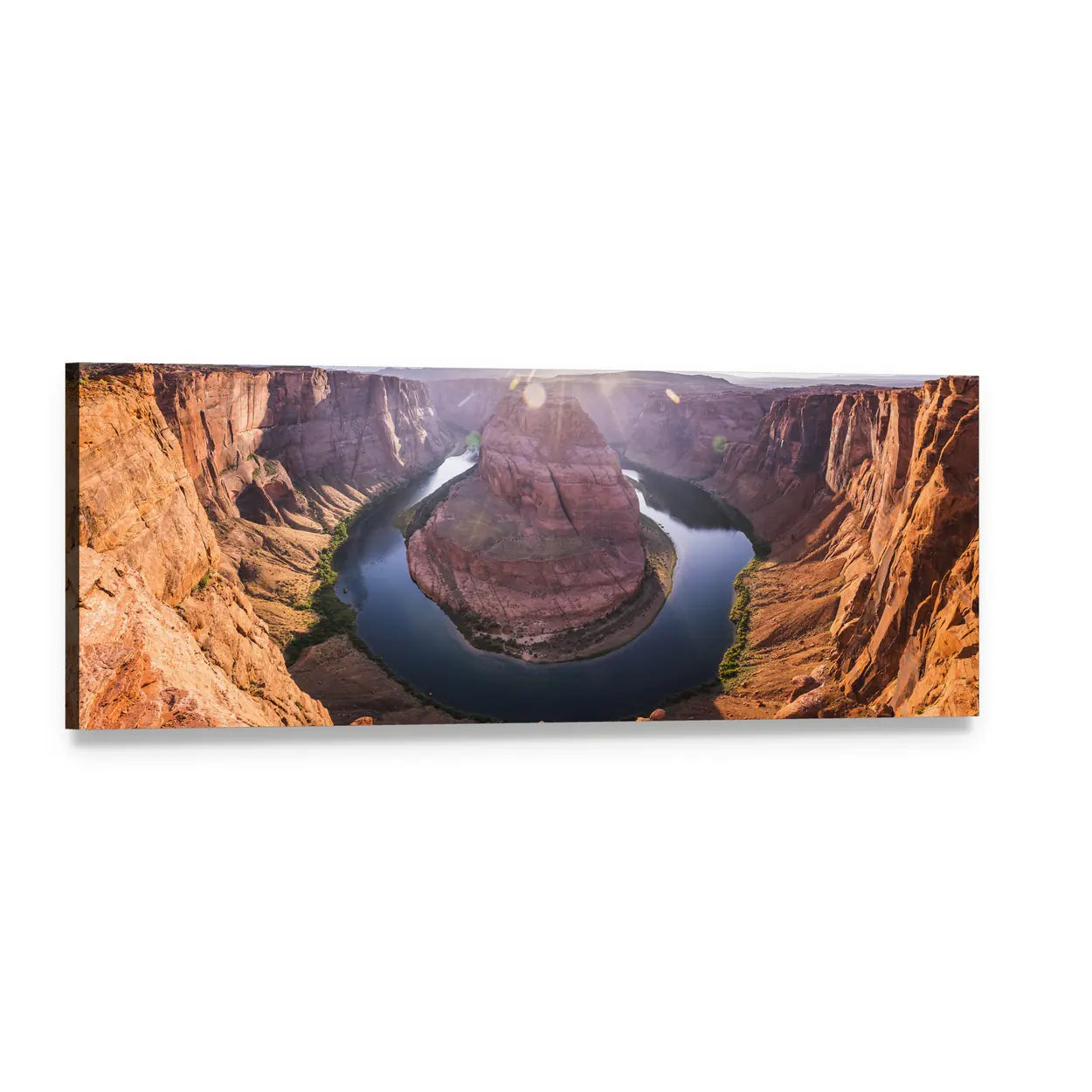 Horseshoe Bend at Sunset Panoramic Canvas Wall Art, single panel gallery wrapped canvas, angled product view
