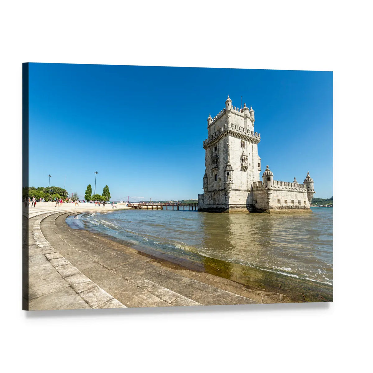 Belem Tower in Lisbon Canvas Wall Art, single panel gallery wrapped canvas, angled product view