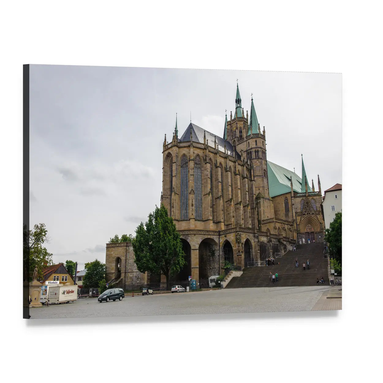 Erfurt Cathedral on Domstufen Stairs Canvas Wall Art, single panel gallery wrapped canvas, angled product view