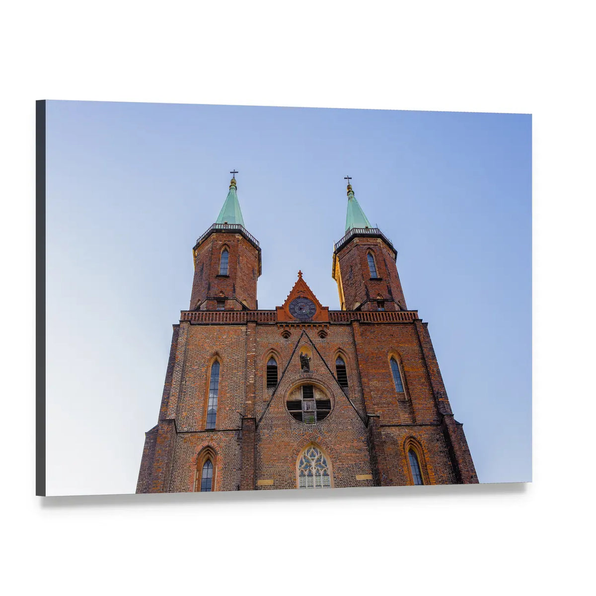 Church of Virgin Mary, Poland Canvas Wall Art, single panel gallery wrapped canvas, angled product view