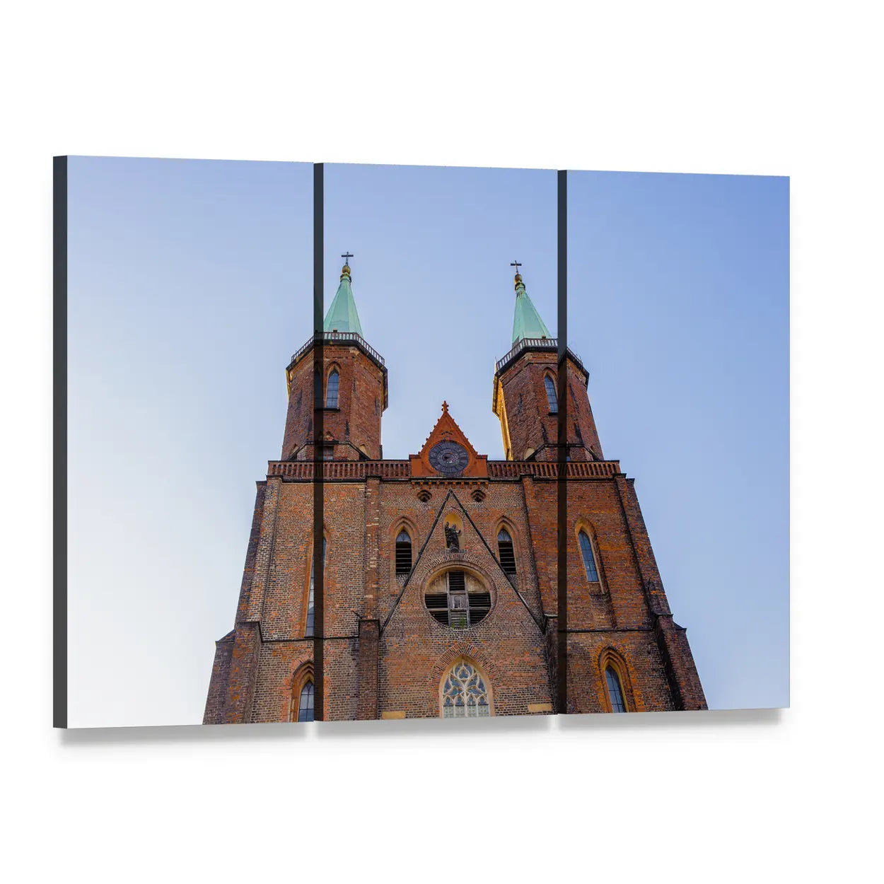 Church of Virgin Mary, Poland Canvas Wall Art, 3 panel 3 Horizontal layout gallery wrapped canvas set, angled product view