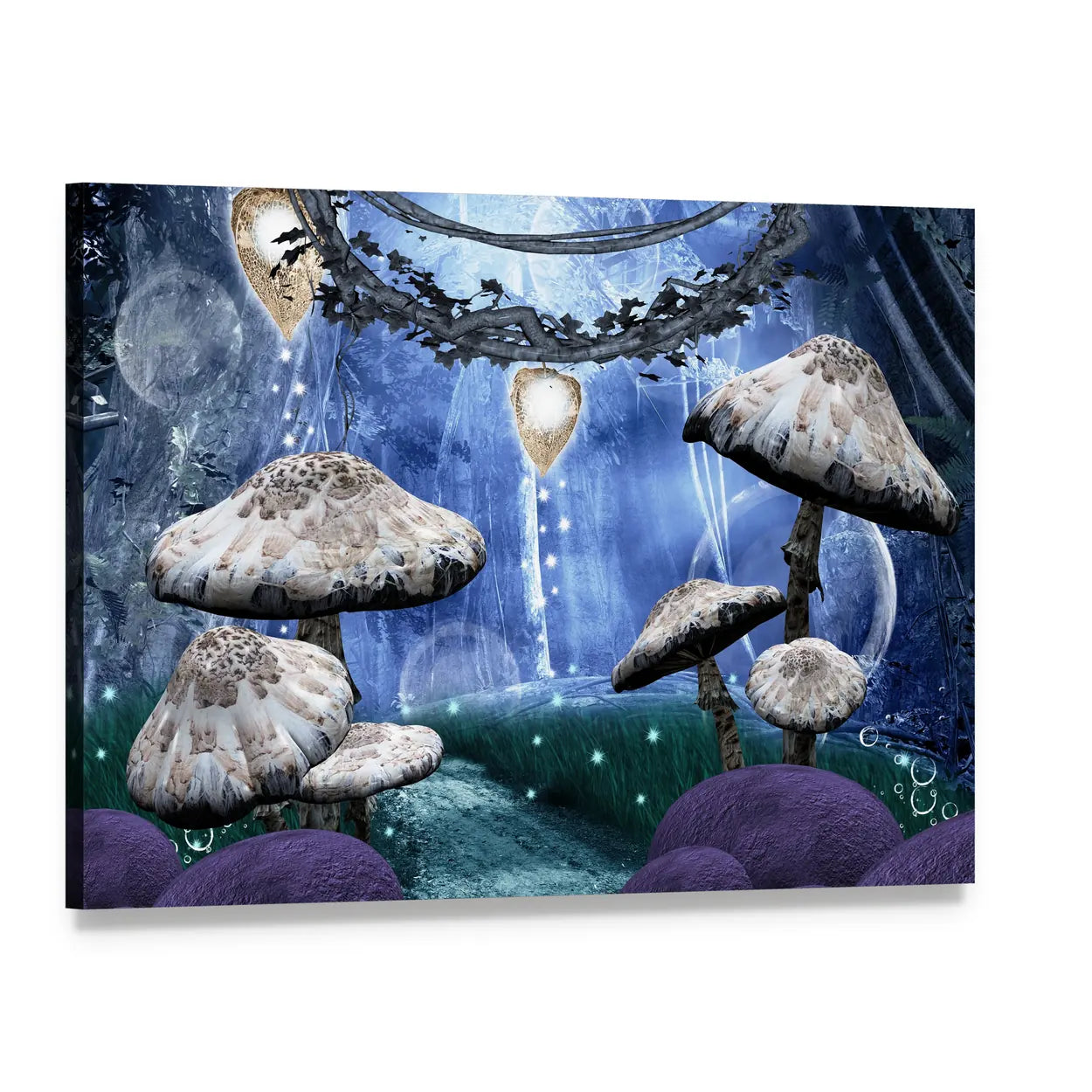 Enchanted Fantasy Forest Canvas Wall Art, single panel gallery wrapped canvas, angled product view