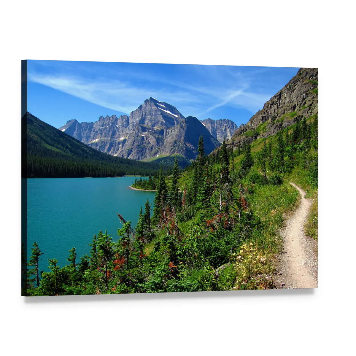 Lake Josephine Canvas Wall Art, single panel gallery wrapped canvas, angled product view